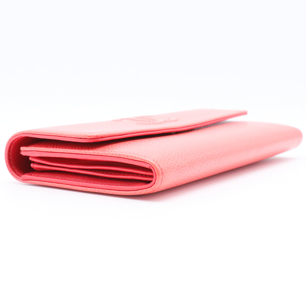 Pink Caviar Leather Long Wallet