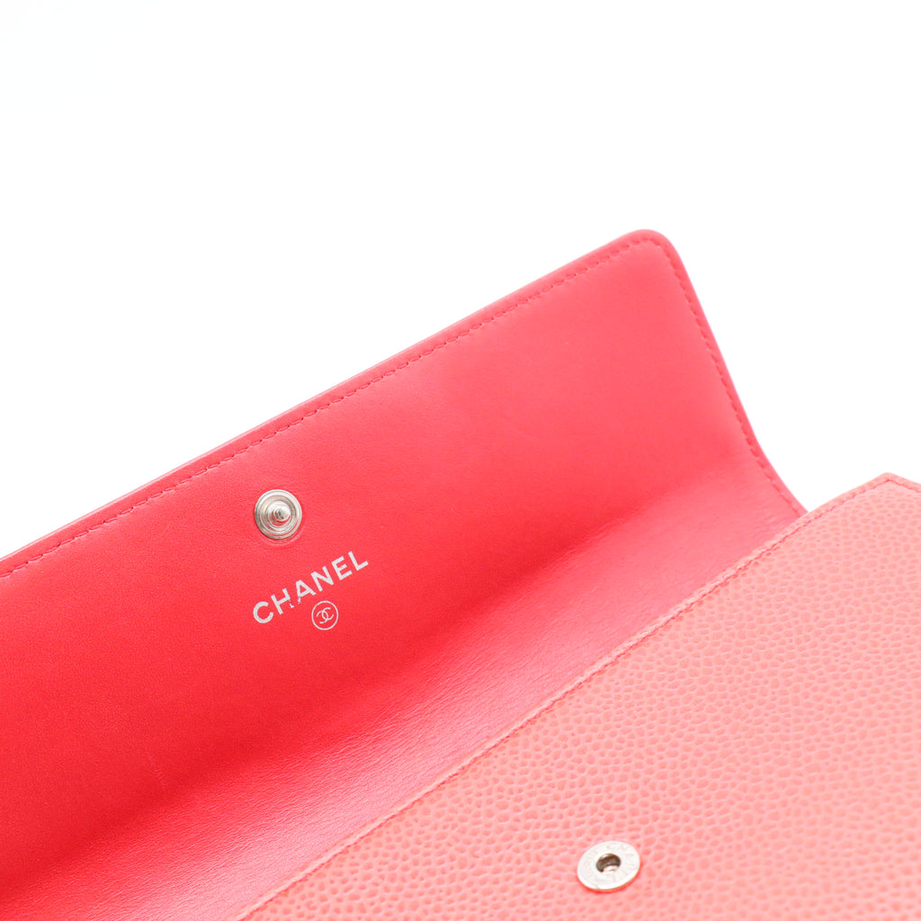 Pink Caviar Leather Long Wallet