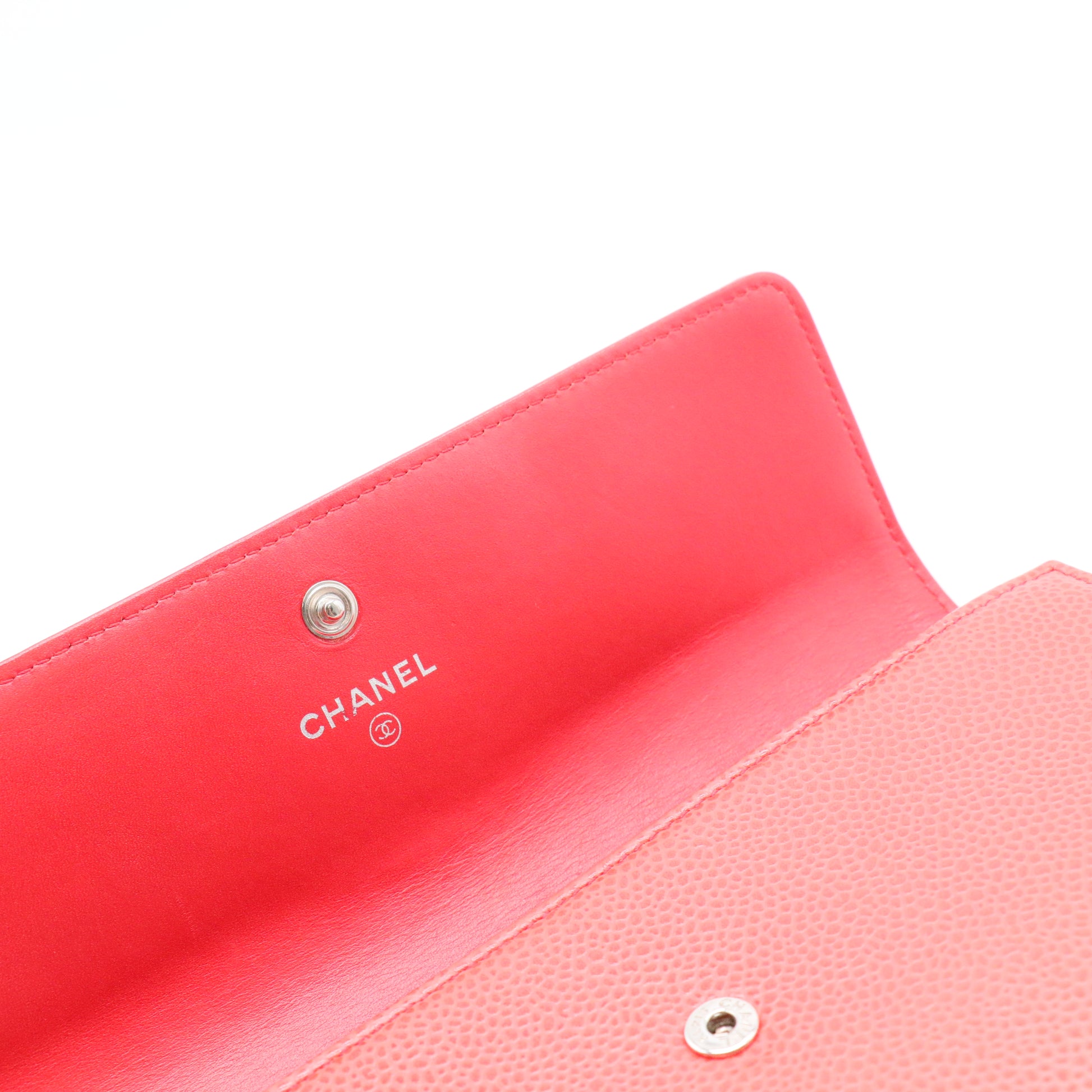Pink Caviar Leather Long Wallet
