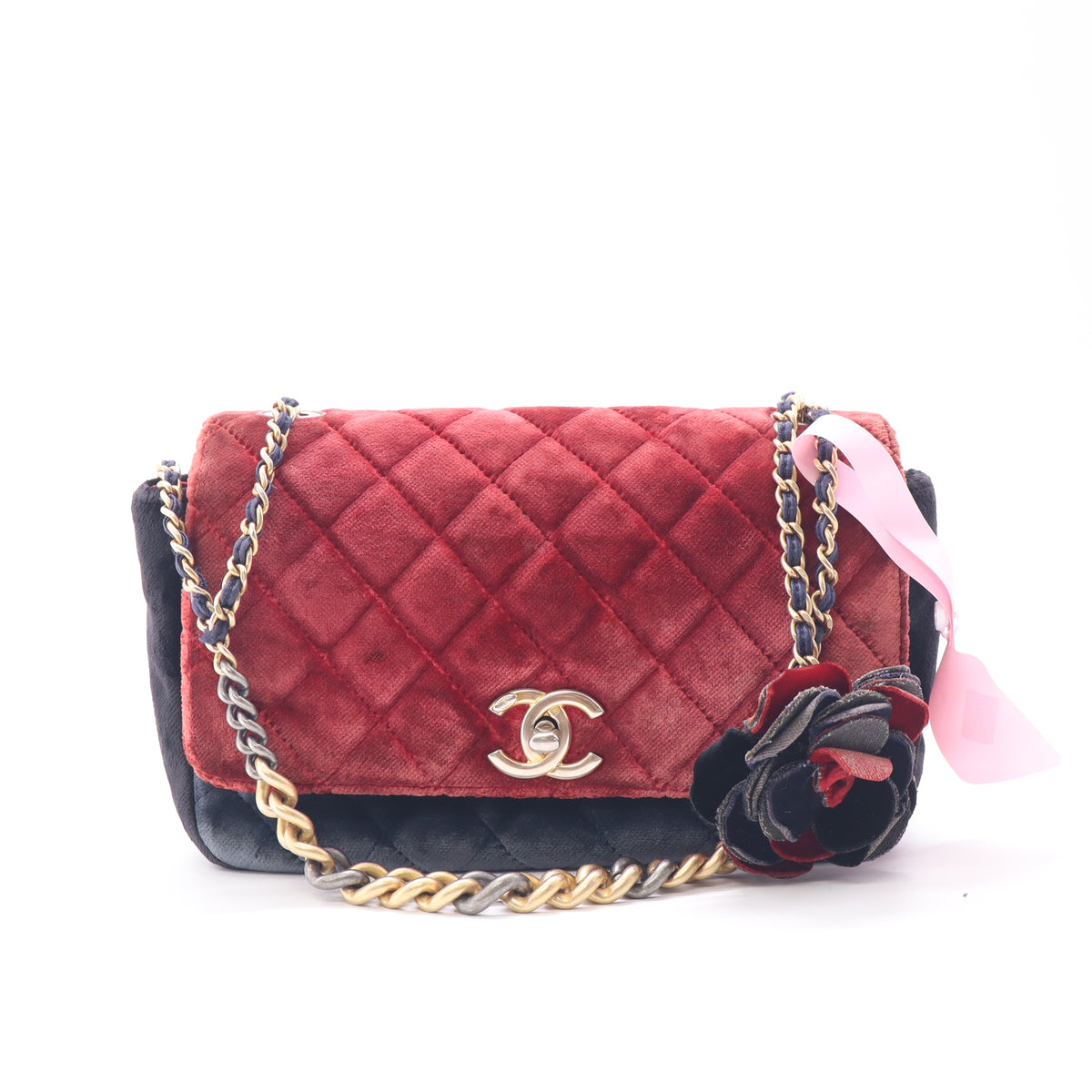 Chanel Quilted Velvet Private Affair Camellia Flap Bag twins LDJ6443