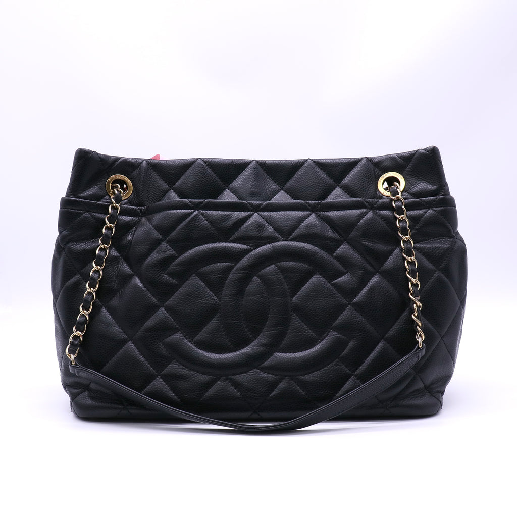 Caviar Quilted CC Timeless Soft Tote Black twins LDJ4689