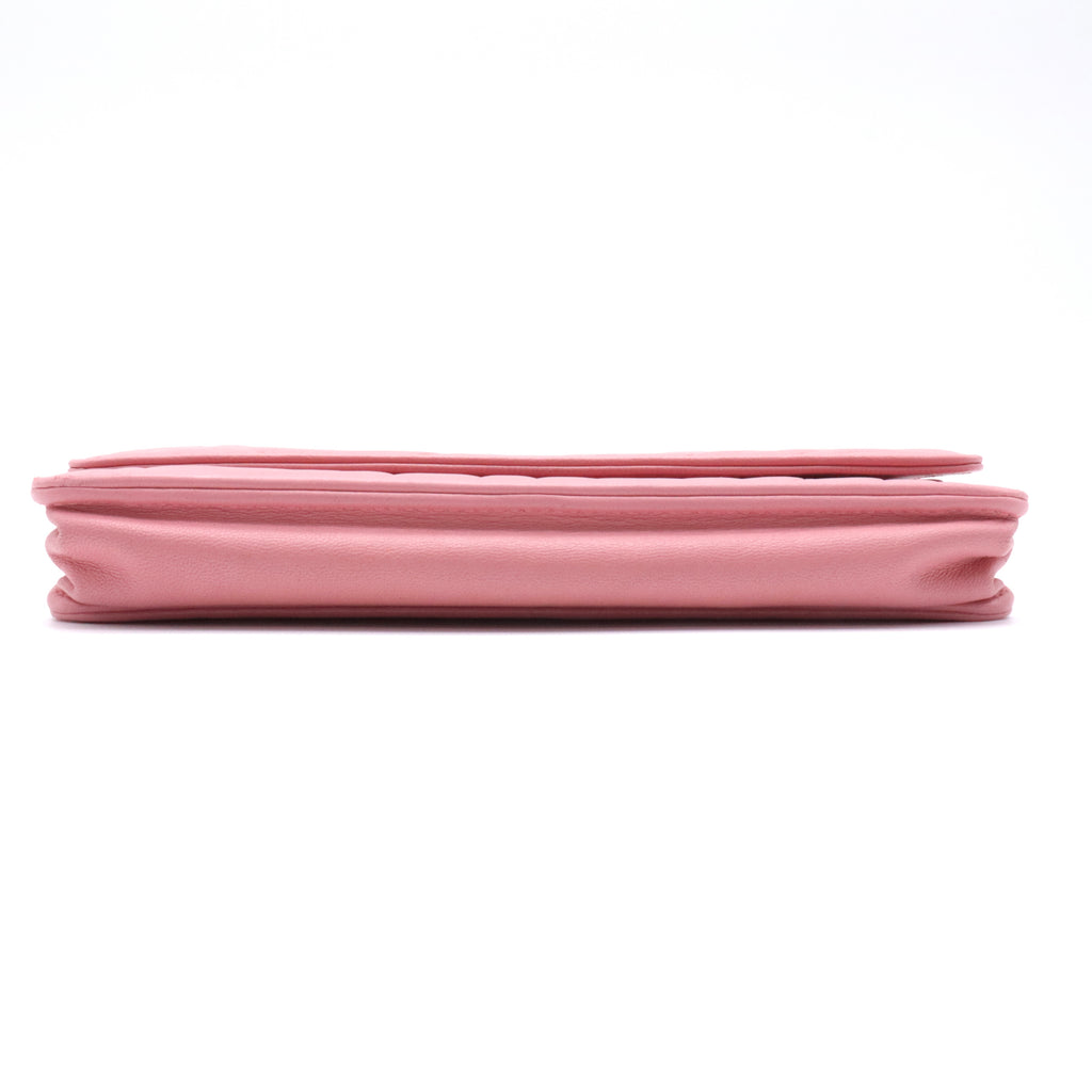 Lambskin Camellia Embossed Wallet On Chain WOC Pink