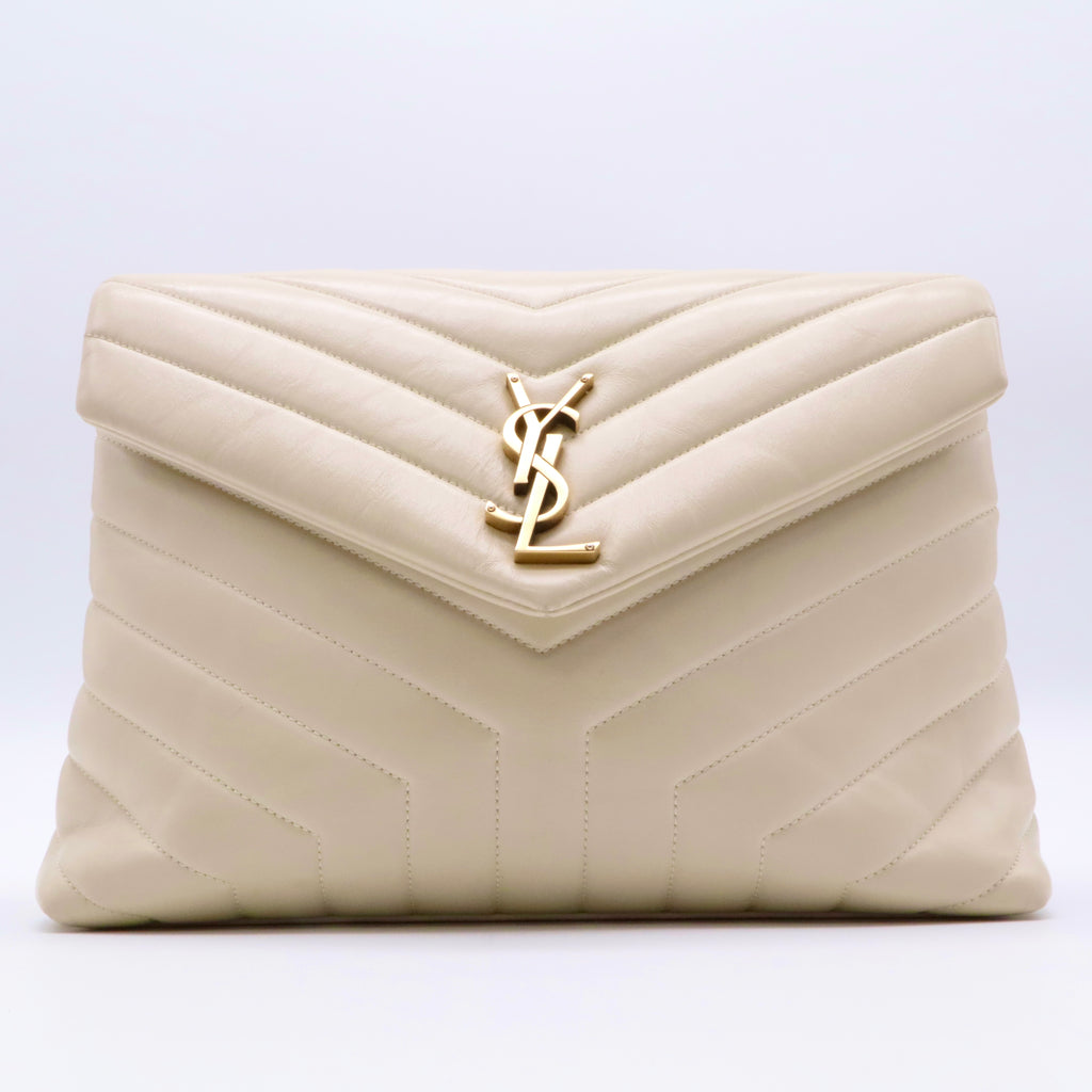Calfskin Y Quilted Monogram Medium Loulou Chain Satchel Crema Soft twins