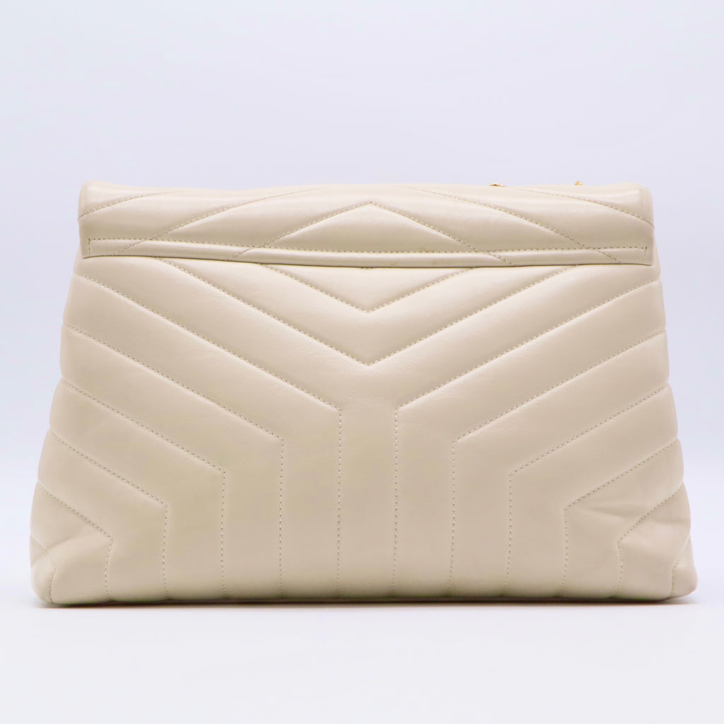 Calfskin Y Quilted Monogram Medium Loulou Chain Satchel Crema Soft twins