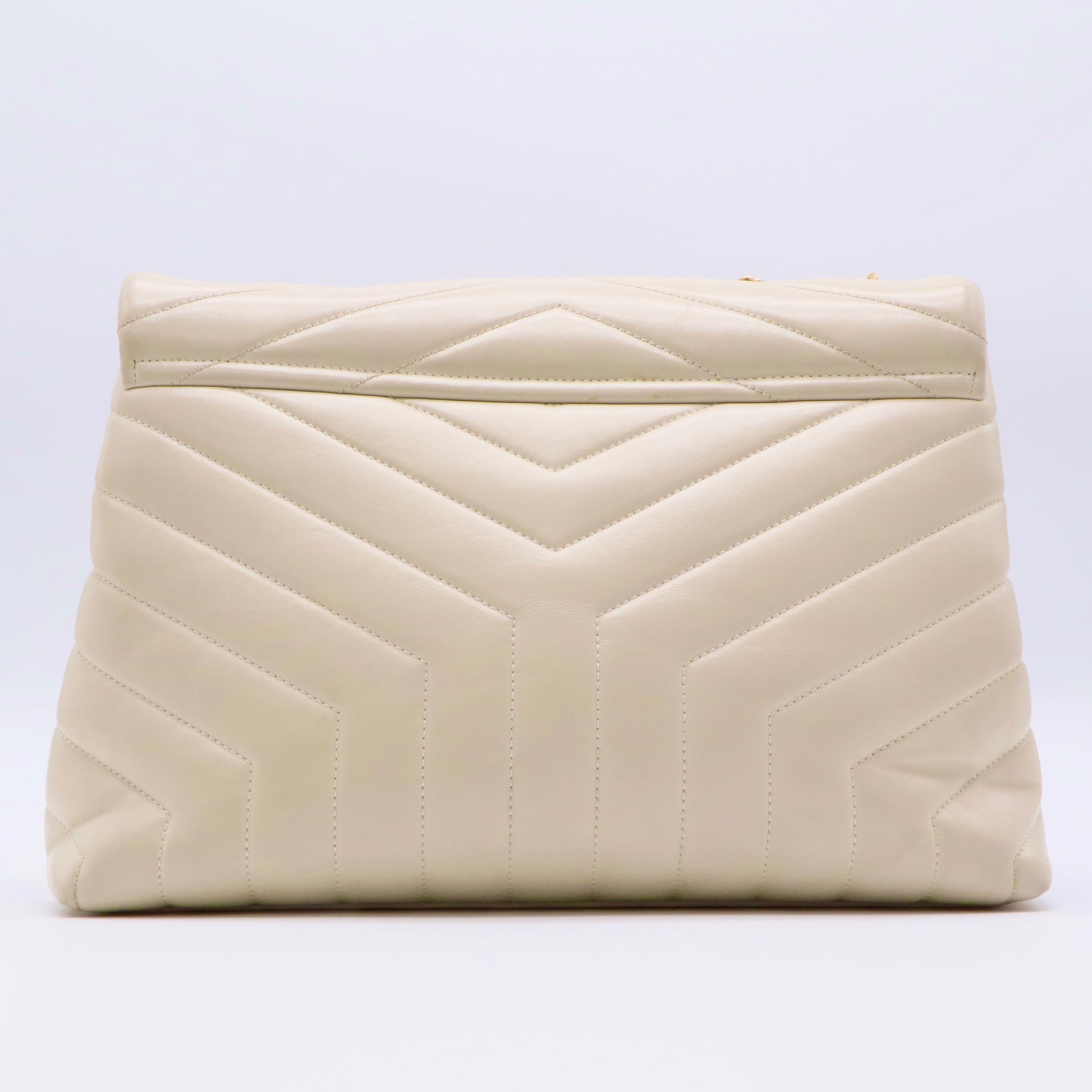 Calfskin Y Quilted Monogram Medium Loulou Chain Satchel Crema Soft twins