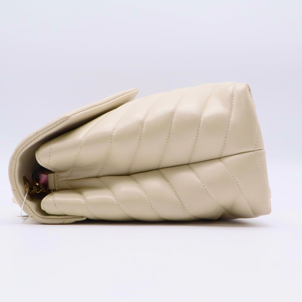 Calfskin Y Quilted Monogram Medium Loulou Chain Satchel Crema Soft twins
