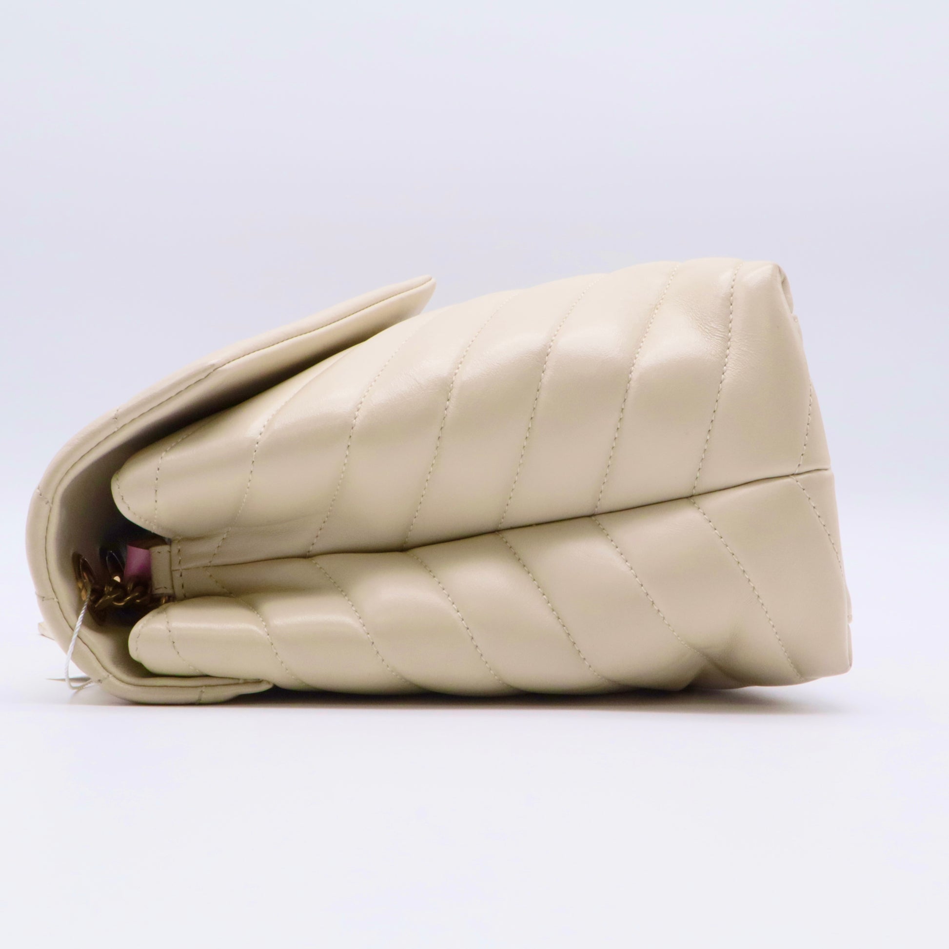 Calfskin Y Quilted Monogram Medium Loulou Chain Satchel Crema Soft twins