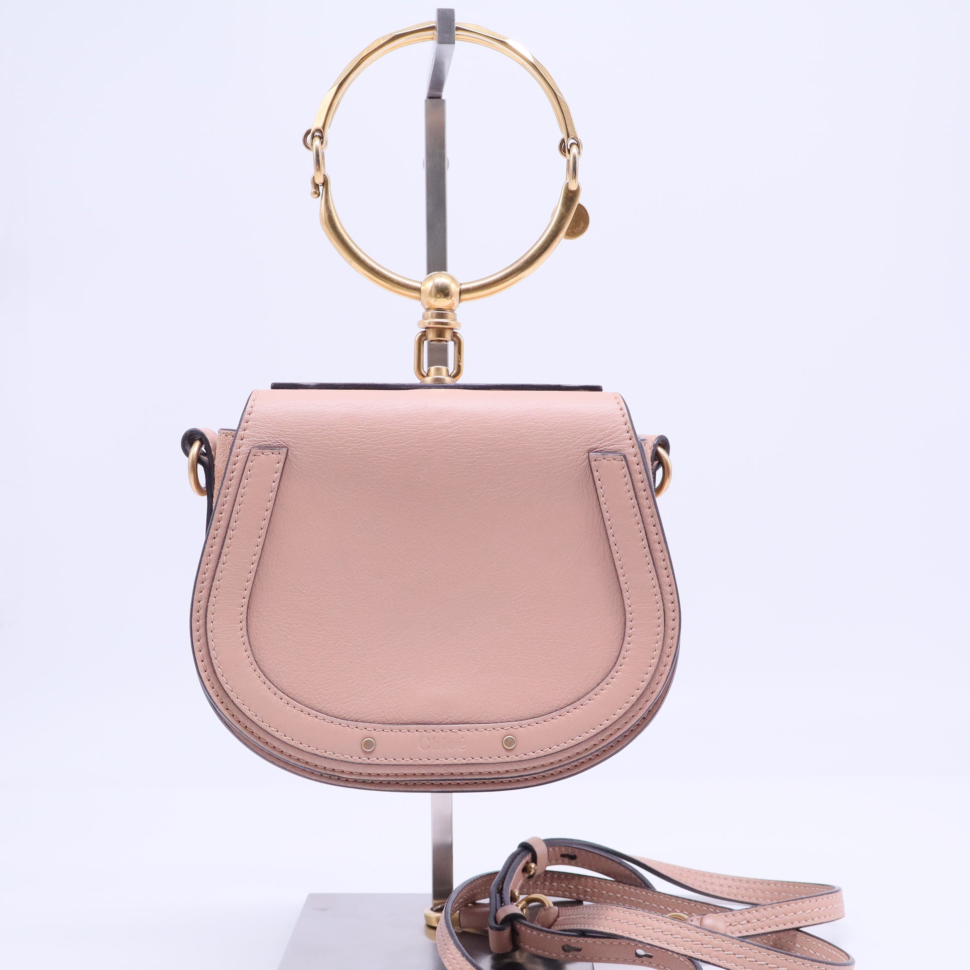 Calfskin Suede Small Nile Bracelet Bag Biscotti  B20355