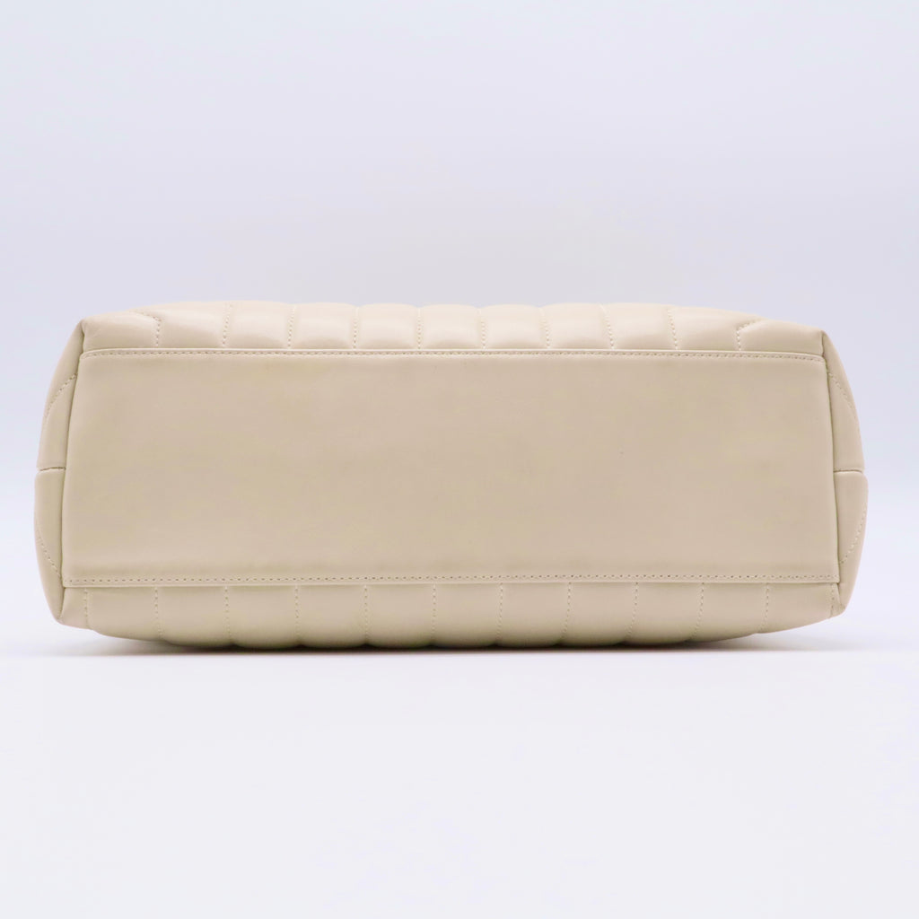 Calfskin Y Quilted Monogram Medium Loulou Chain Satchel Crema Soft twins