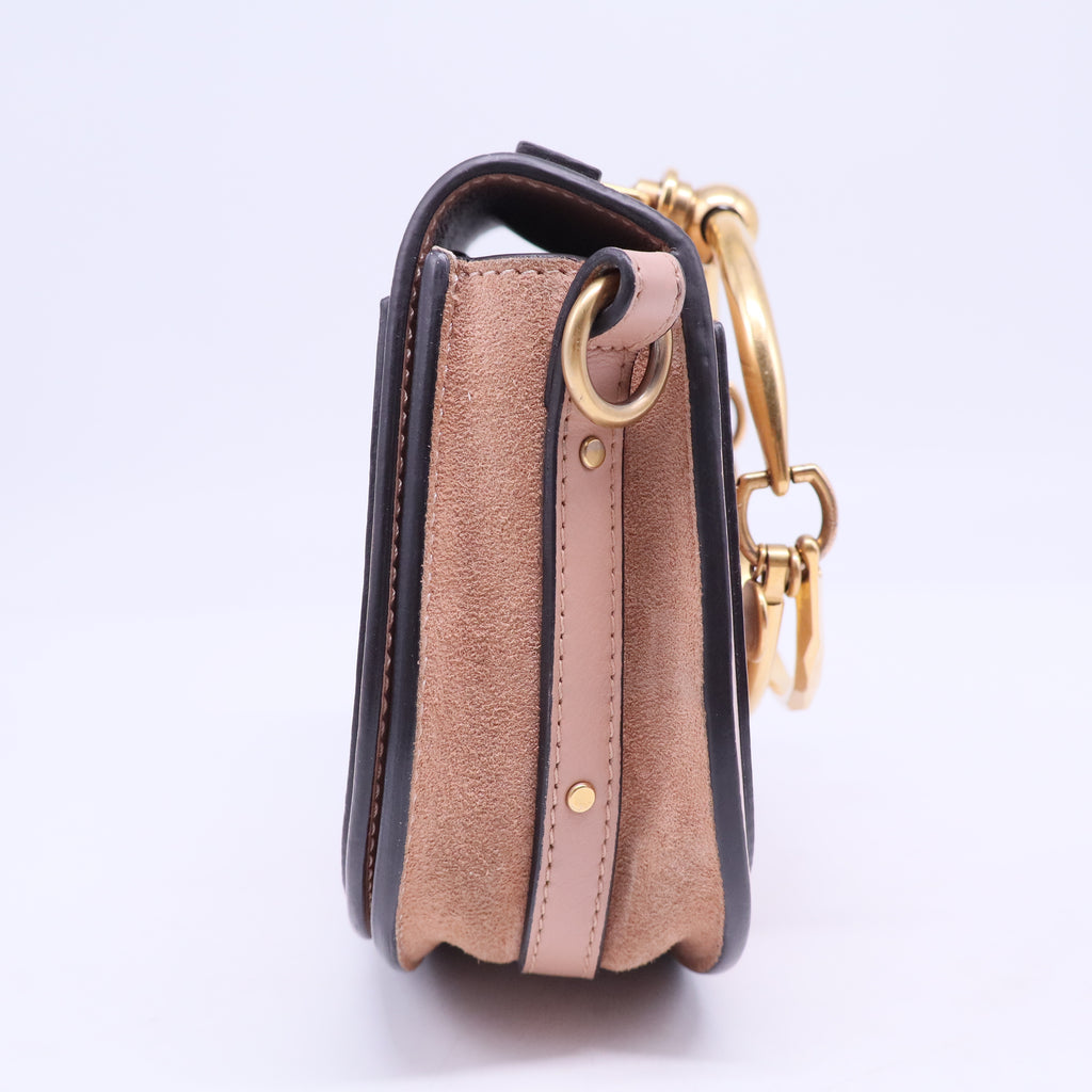Calfskin Suede Small Nile Bracelet Bag Biscotti  B20355