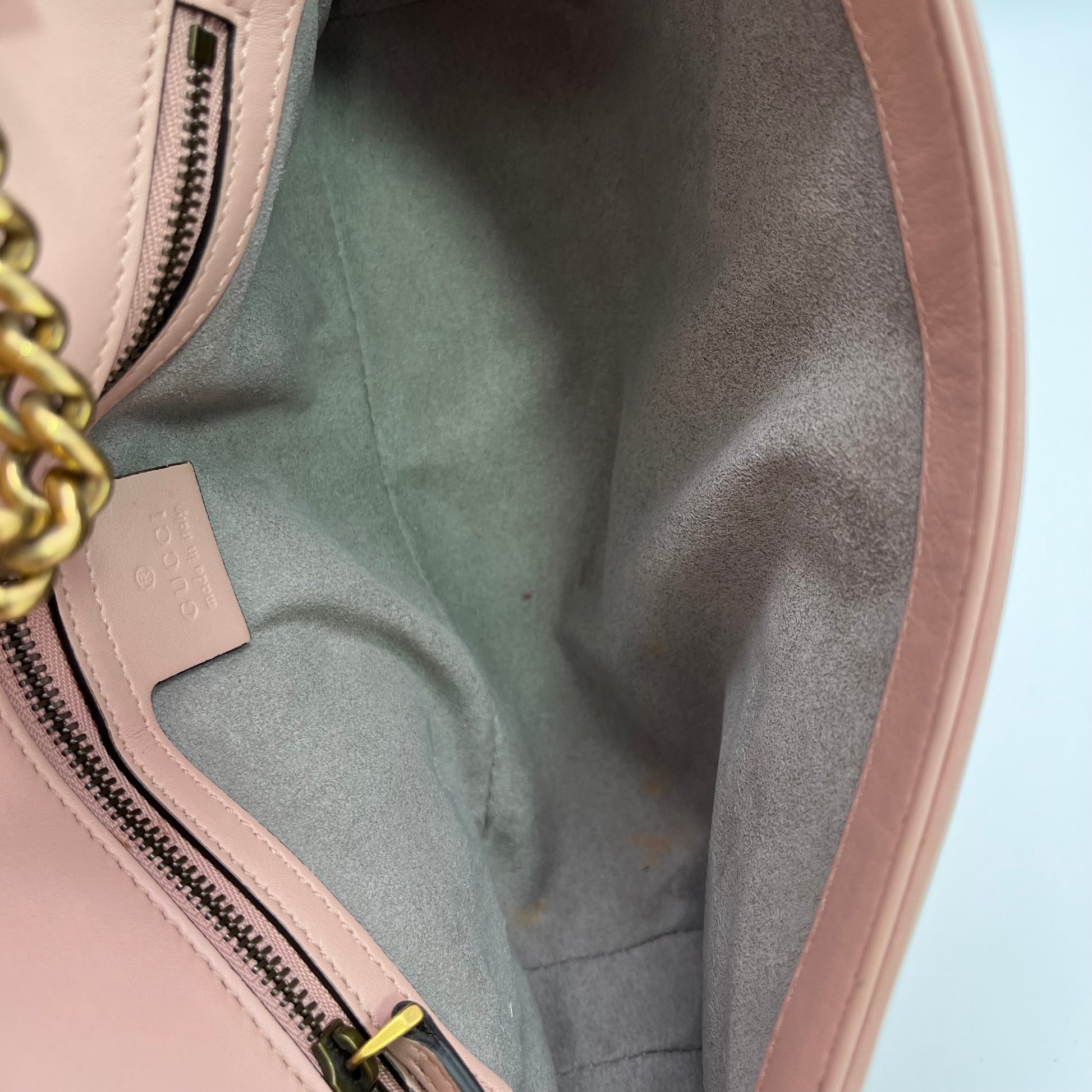 Calfskin Matelasse Mini GG Marmont Shoulder Bag Perfect Pink twins