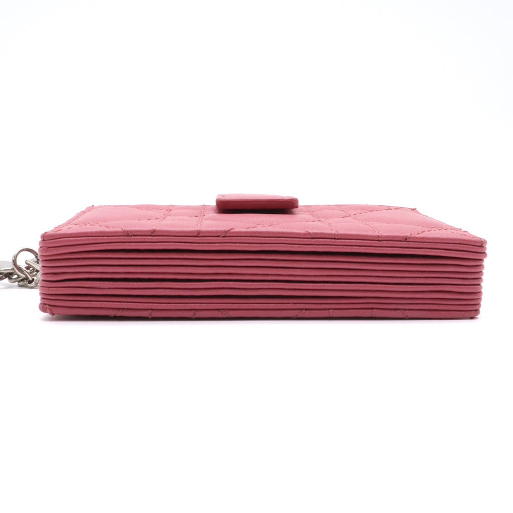 Lambskin Cannage Lady Dior 5-Gusset Card Holder Strawberry Pink twins