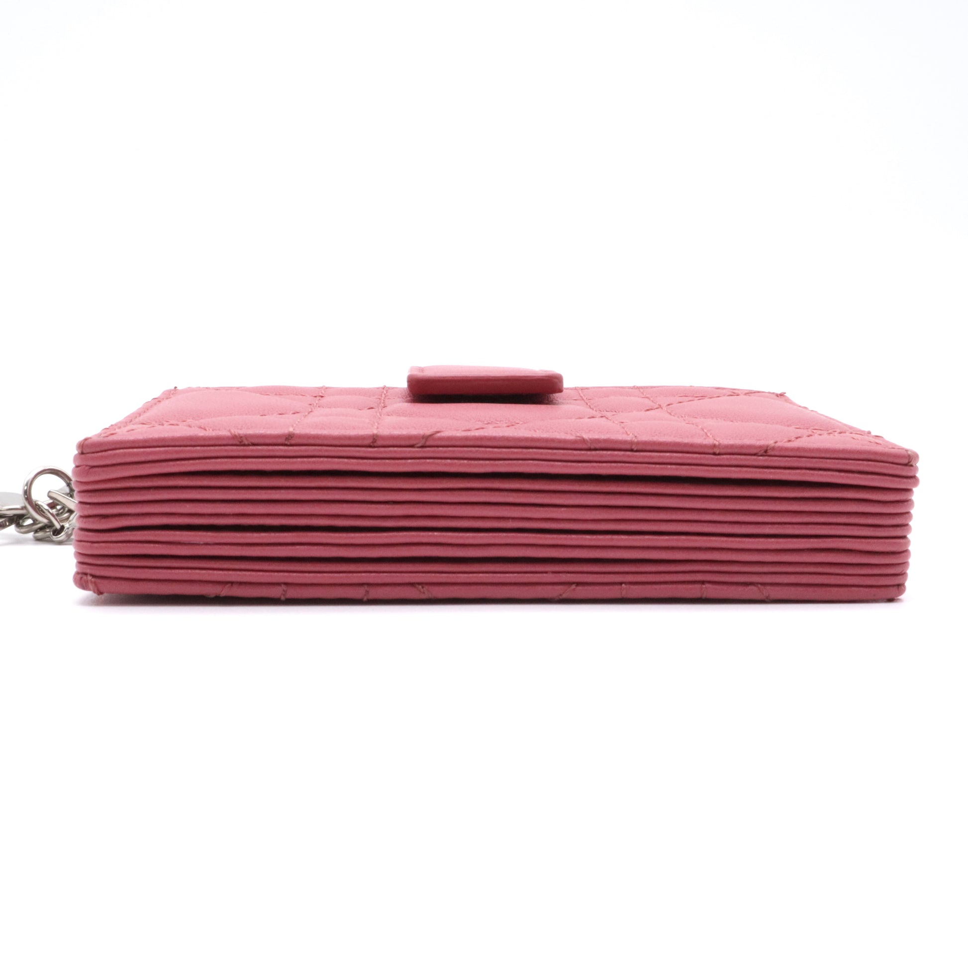 Lambskin Cannage Lady Dior 5-Gusset Card Holder Strawberry Pink twins