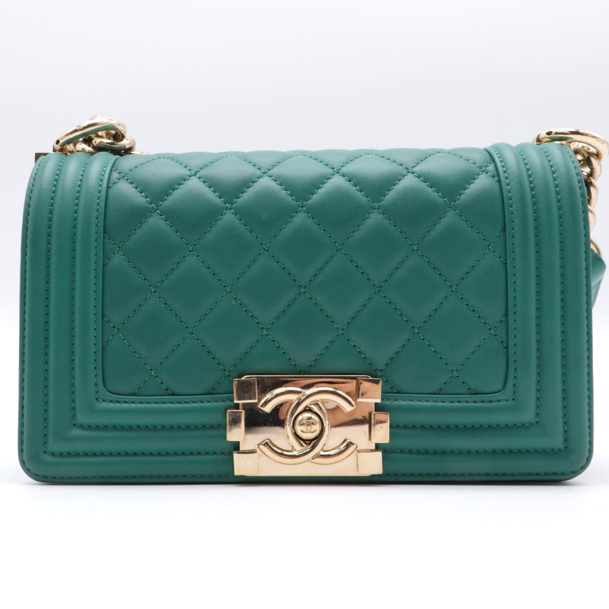 Leather Shoulder Bags Quilted Small Boy Bag Green twins