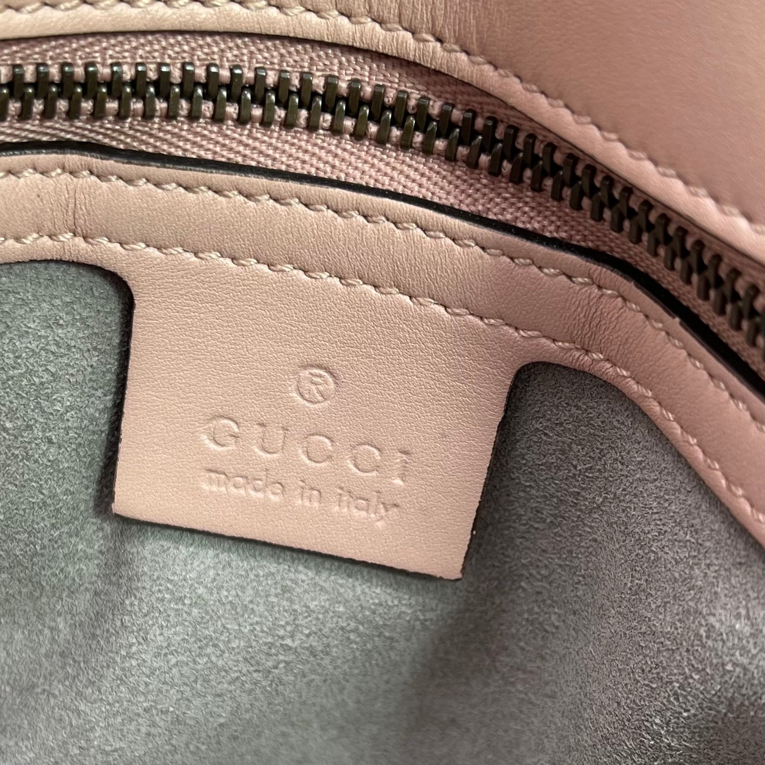 Calfskin Matelasse Mini GG Marmont Shoulder Bag Perfect Pink twins