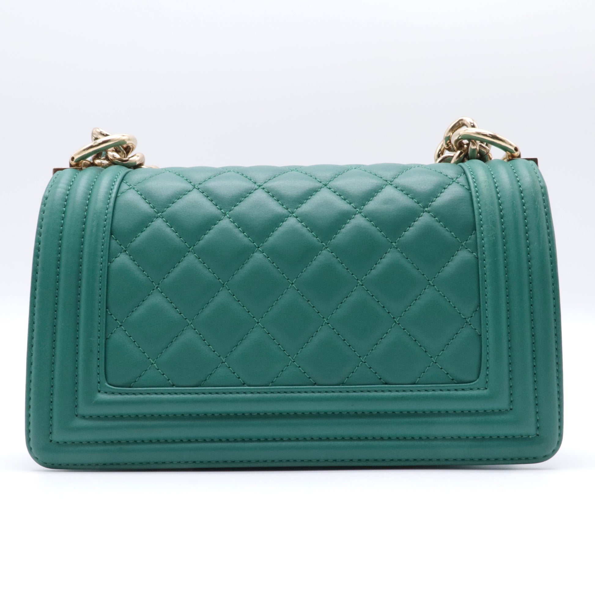 Leather Shoulder Bags Quilted Small Boy Bag Green twins