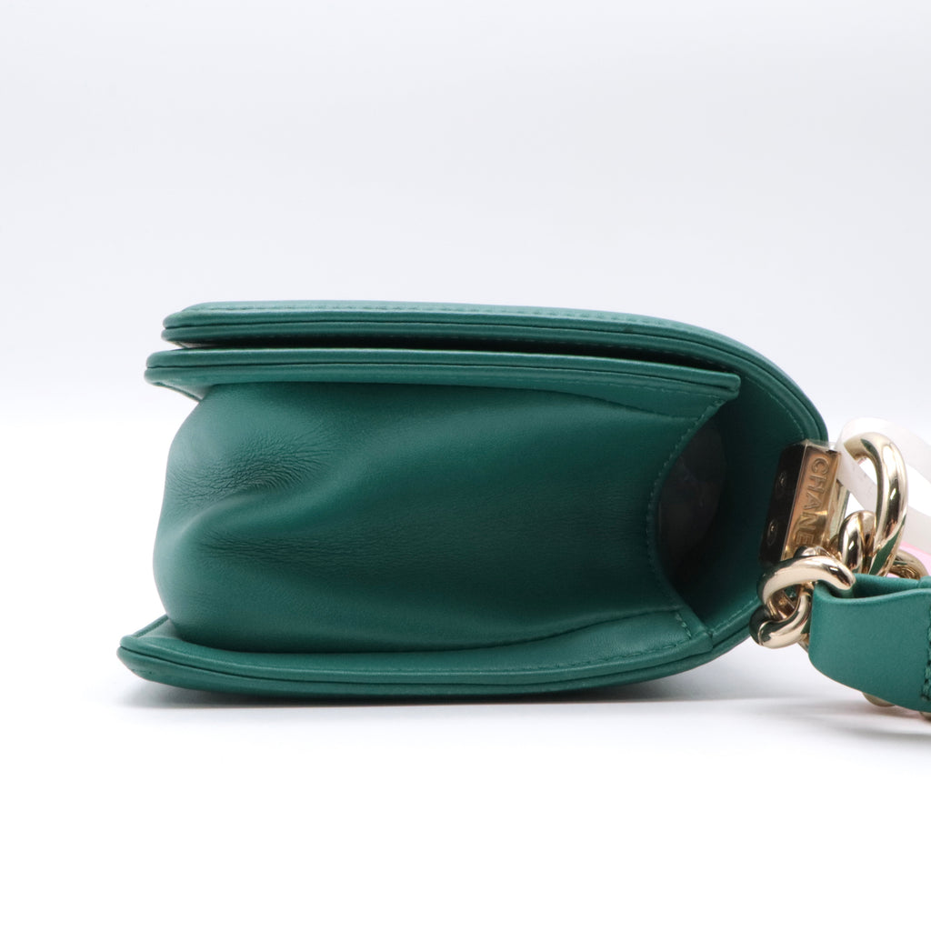 Leather Shoulder Bags Quilted Small Boy Bag Green twins