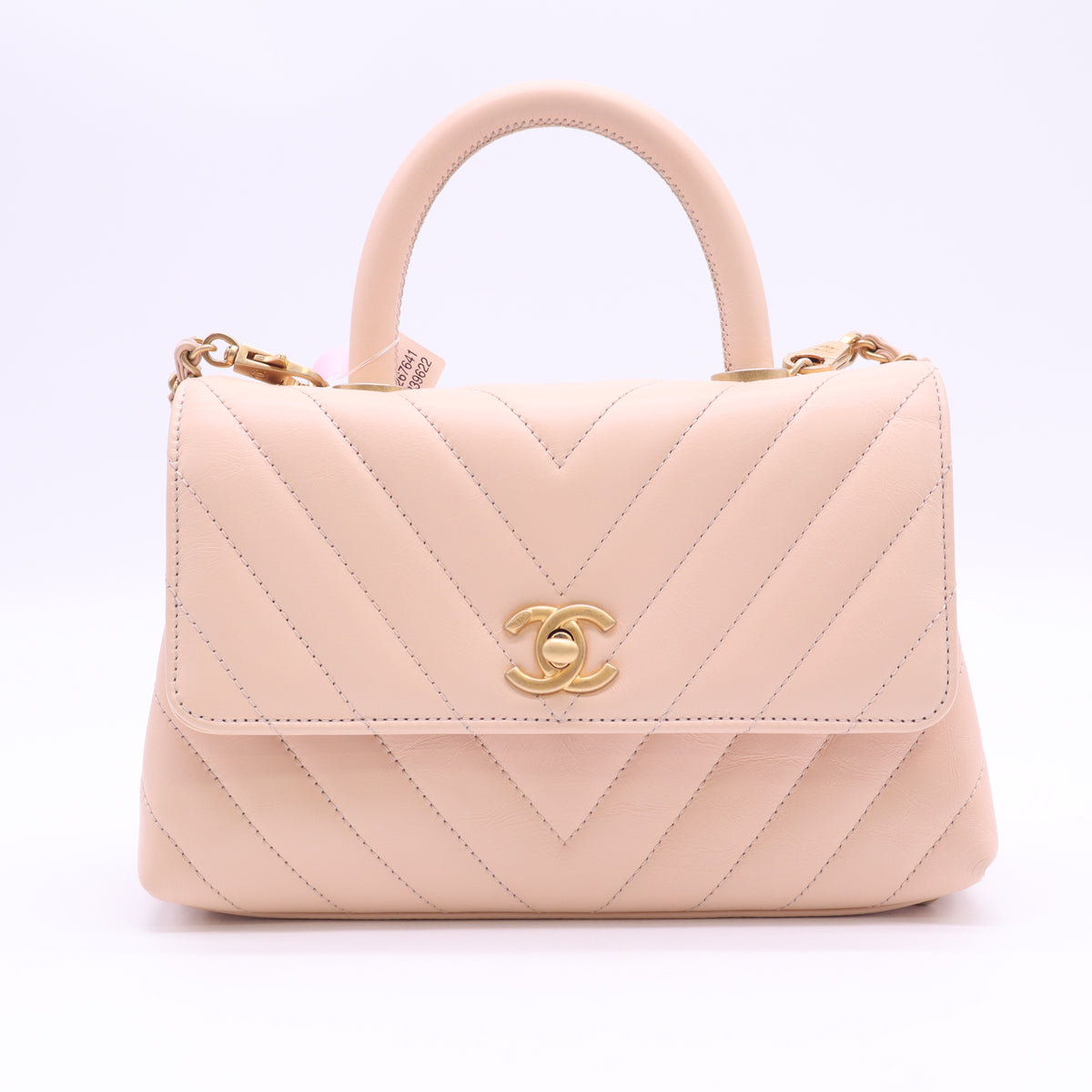 Chanel Calfskin Chevron Quilted Mini Coco Handle twins LDJ6472