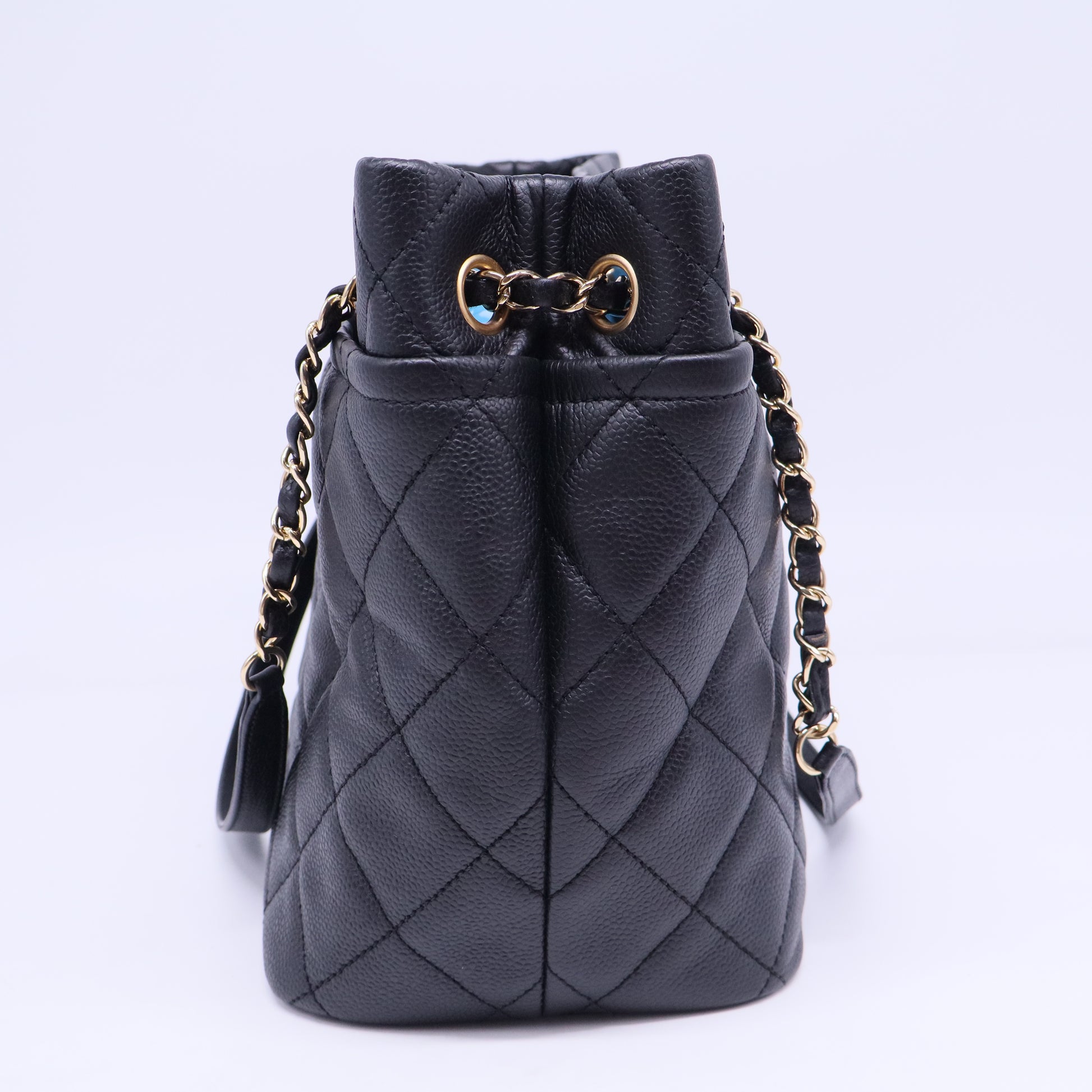 Timeless CC Shopping Tote Quilted Caviar Medium B20467