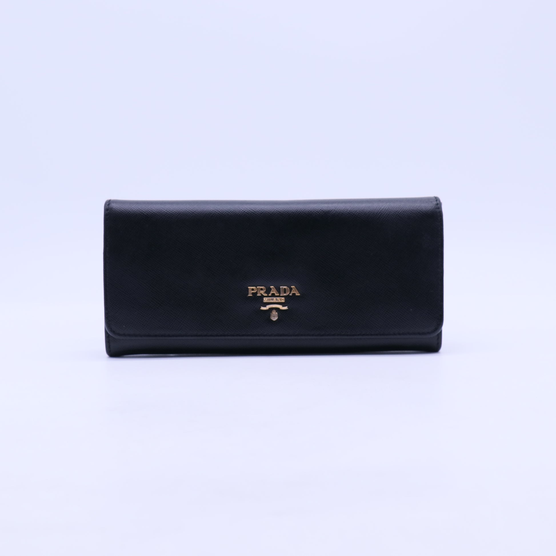 Prada Black Saffiano Leather Continental Wallet W21105