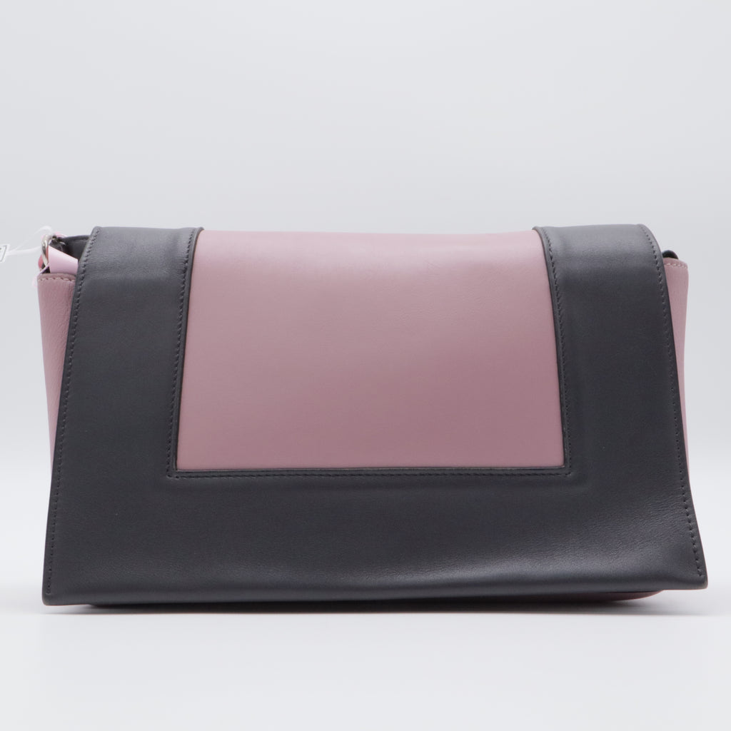 Shiny Smooth Calfskin Medium Frame Shoulder Bag Liquorice Antique Rose twins twins