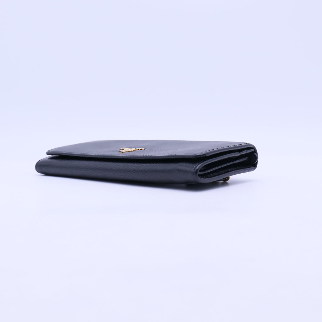 Prada Black Saffiano Leather Continental Wallet W21105