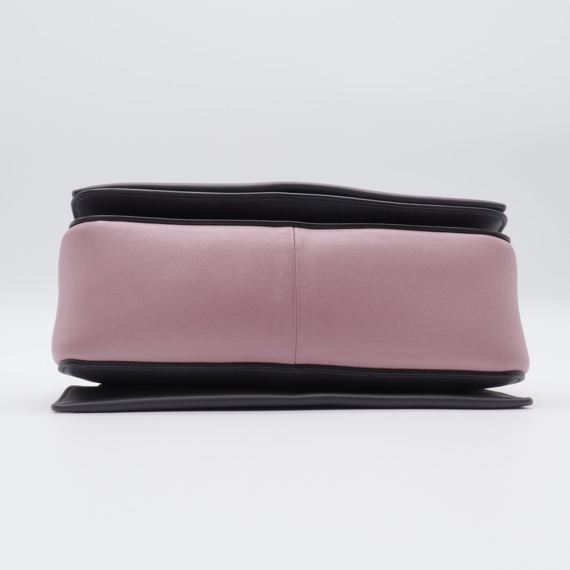 Shiny Smooth Calfskin Medium Frame Shoulder Bag Liquorice Antique Rose twins twins