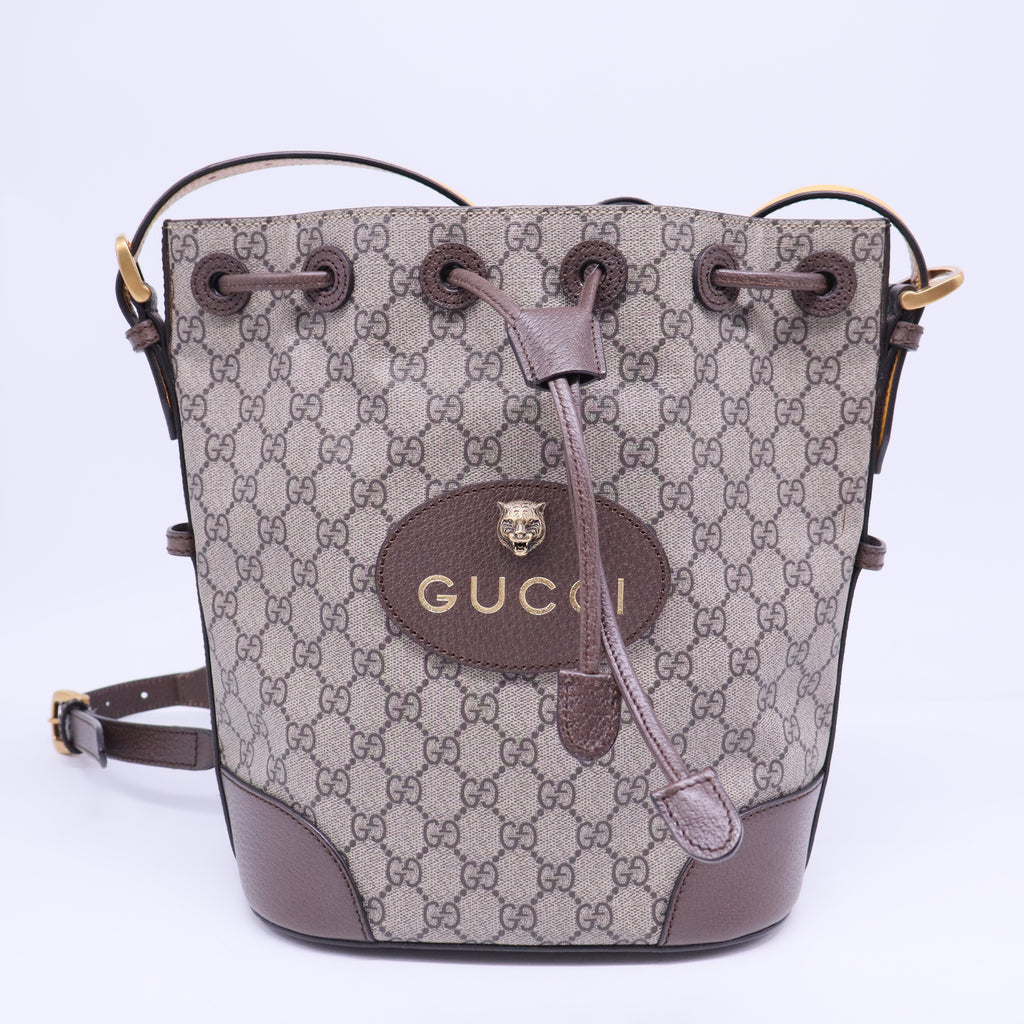 Neo Vintage Drawstring Bucket Backpack GG Coated Canvas Mini
