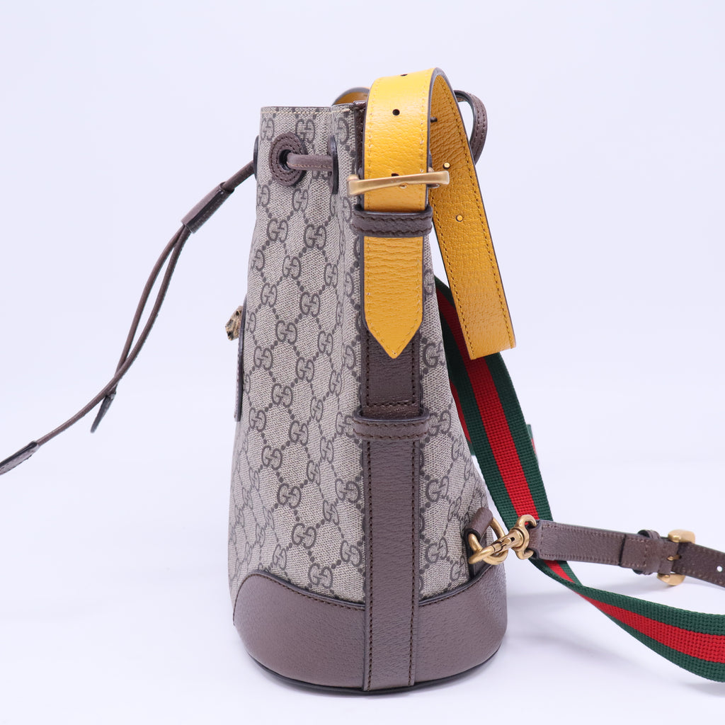 Neo Vintage Drawstring Bucket Backpack GG Coated Canvas Mini B20787