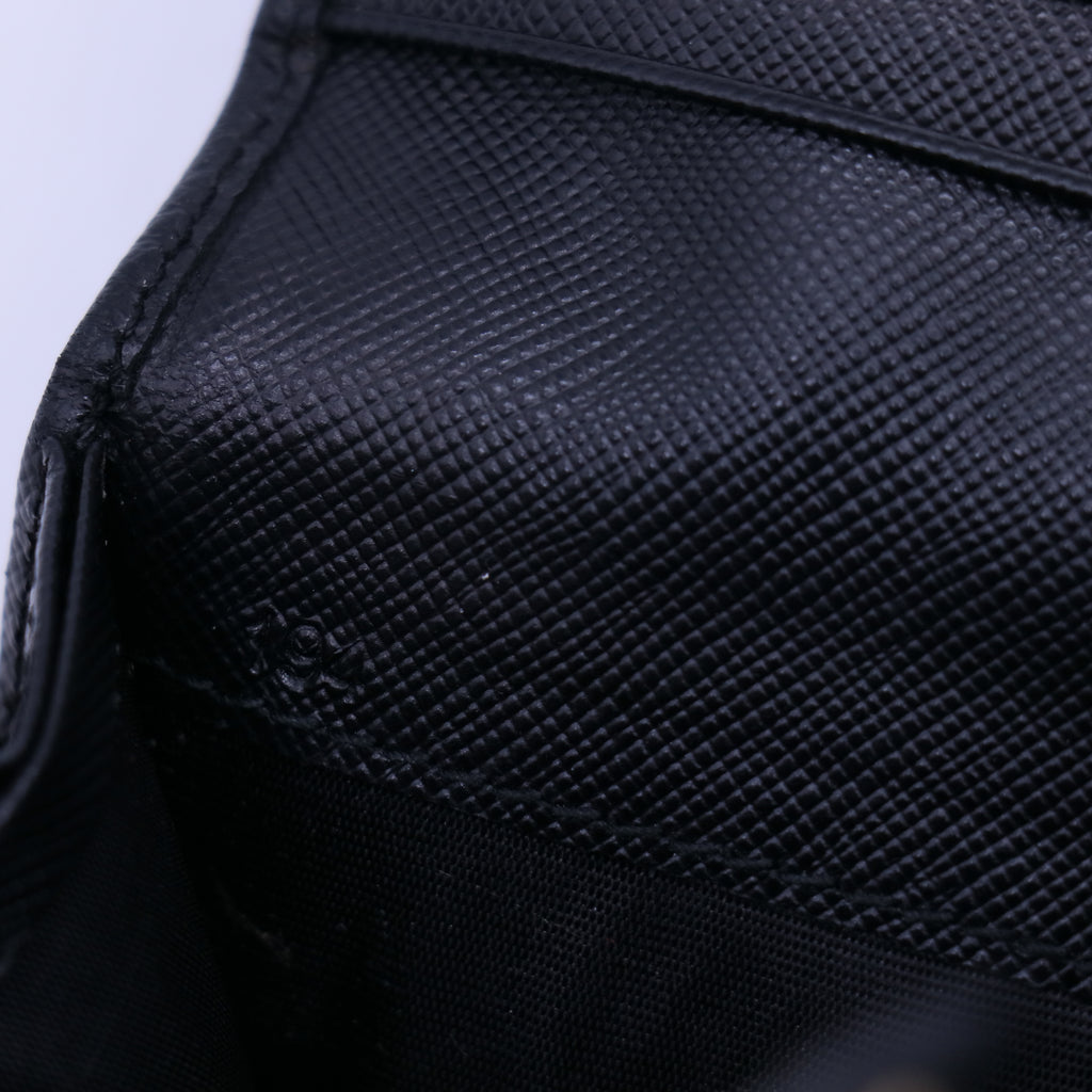 Prada Black Saffiano Leather Continental Wallet W21105
