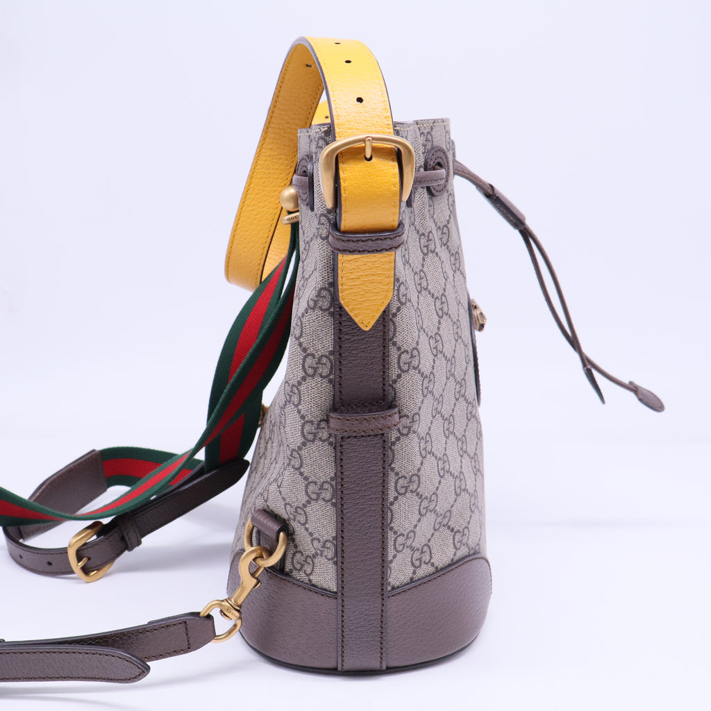 Neo Vintage Drawstring Bucket Backpack GG Coated Canvas Mini B20787
