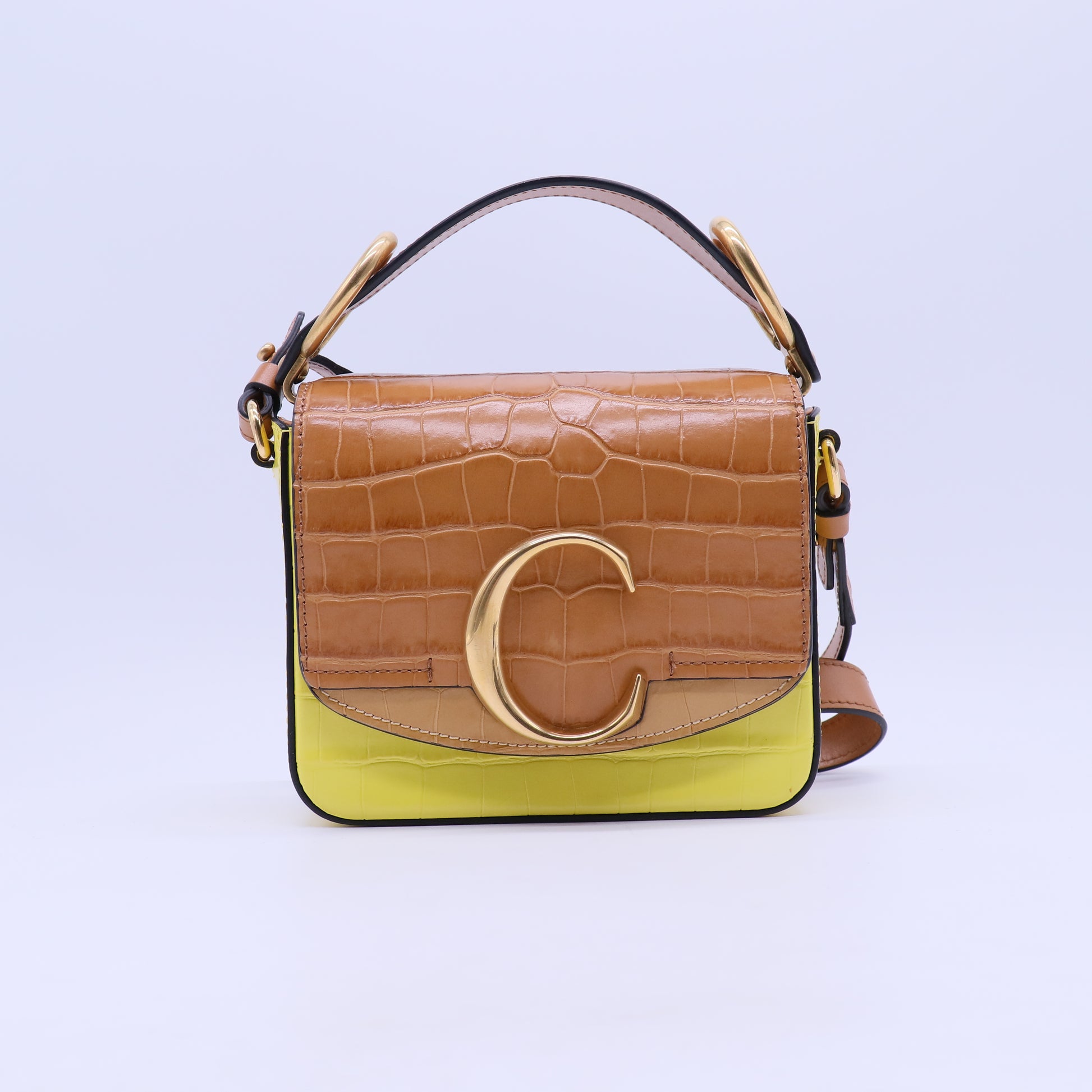 Calfskin Crocodile Embossed Mini C Double Carry B21702
