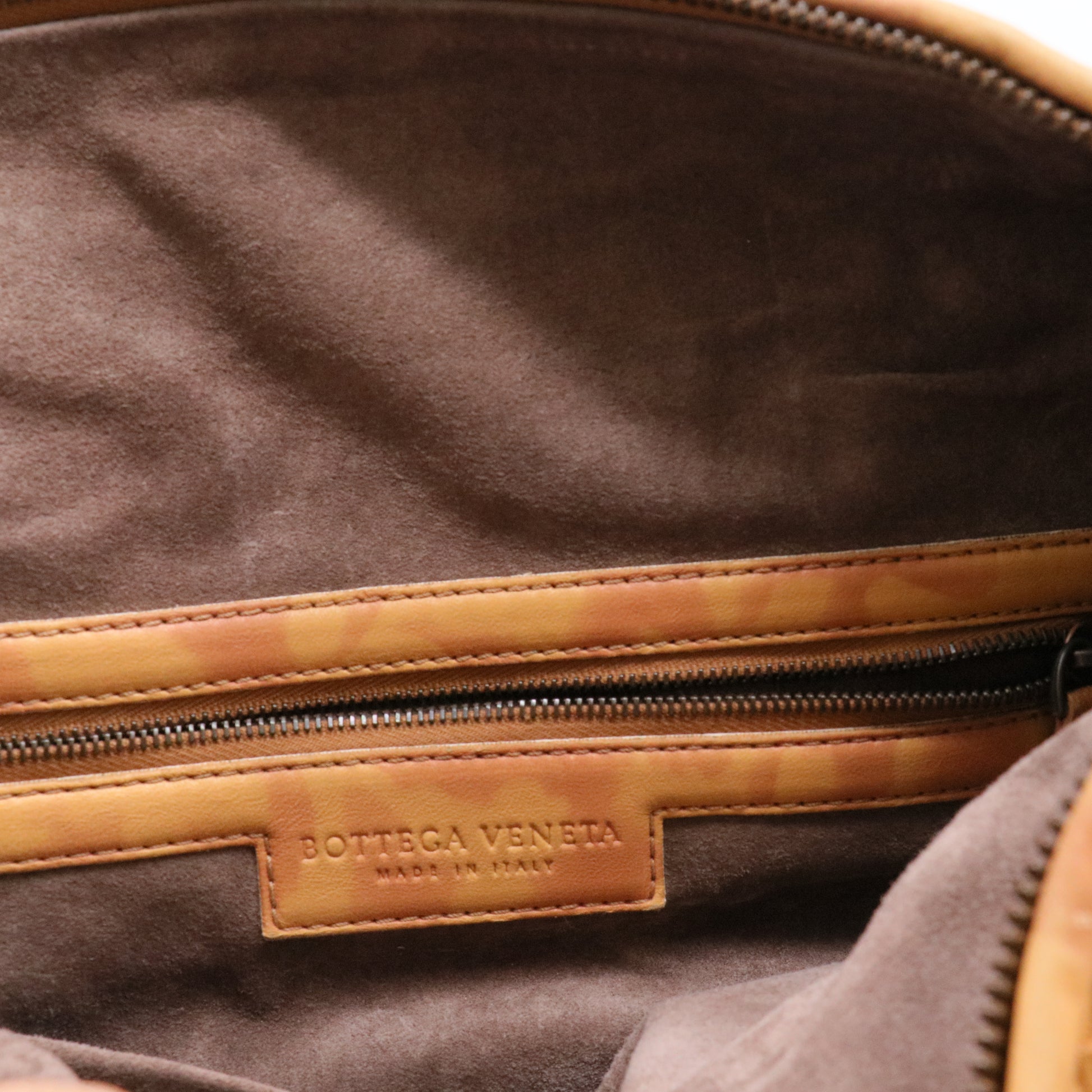 Beige Intrecciato Leather Embroidered Floral Satchel