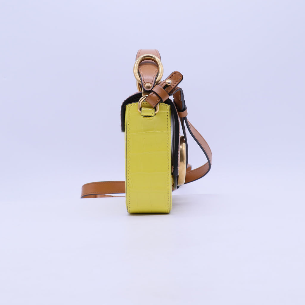 Calfskin Crocodile Embossed Mini C Double Carry B21702