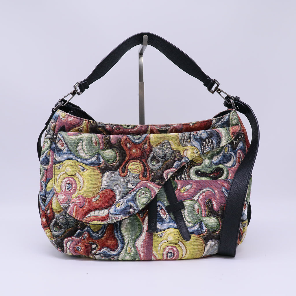 Christian Dior x Kenny Scharf Saddle Soft Bag in a multicolored jacquard canvas