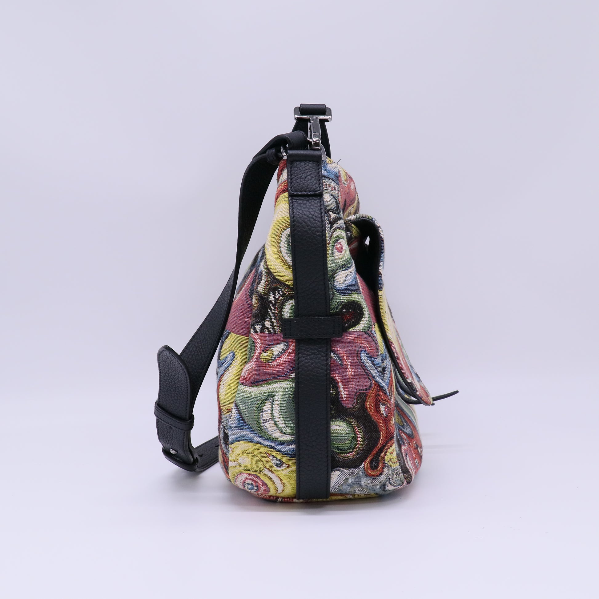 Christian Dior x Kenny Scharf Saddle Soft Bag in a multicolored jacquard canvas