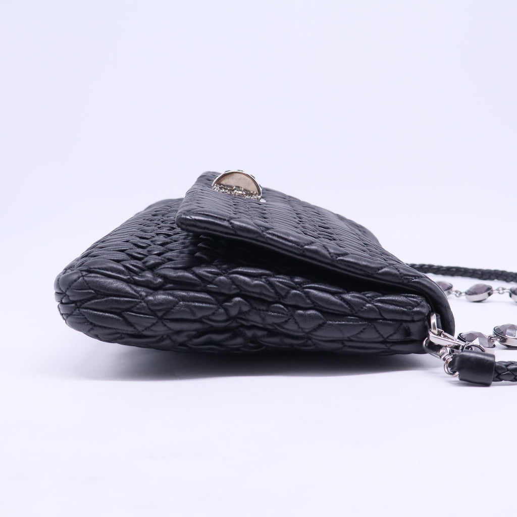 Crystal Embellished Matelasse Leather Shoulder Bag B20562