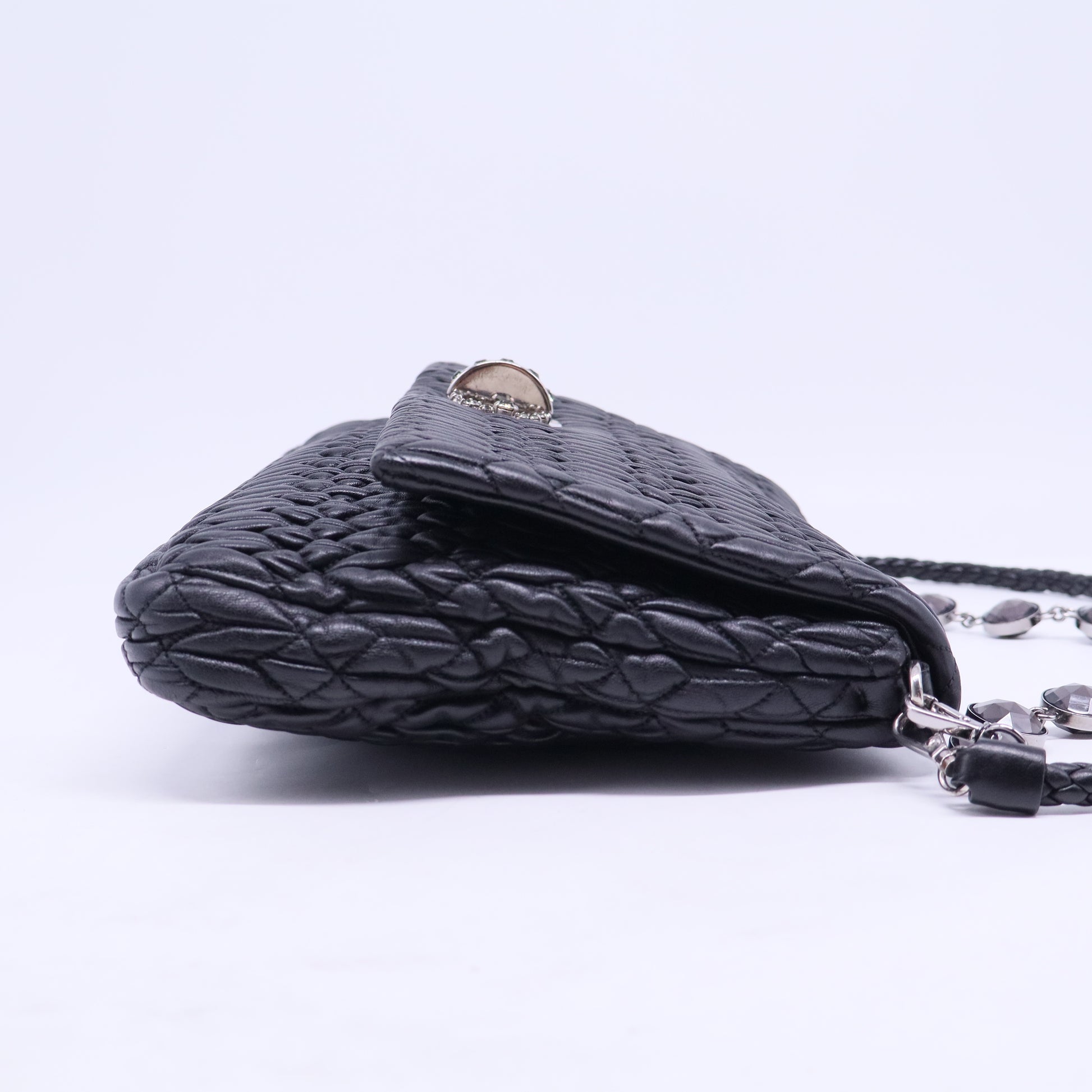 Crystal Embellished Matelasse Leather Shoulder Bag B20562