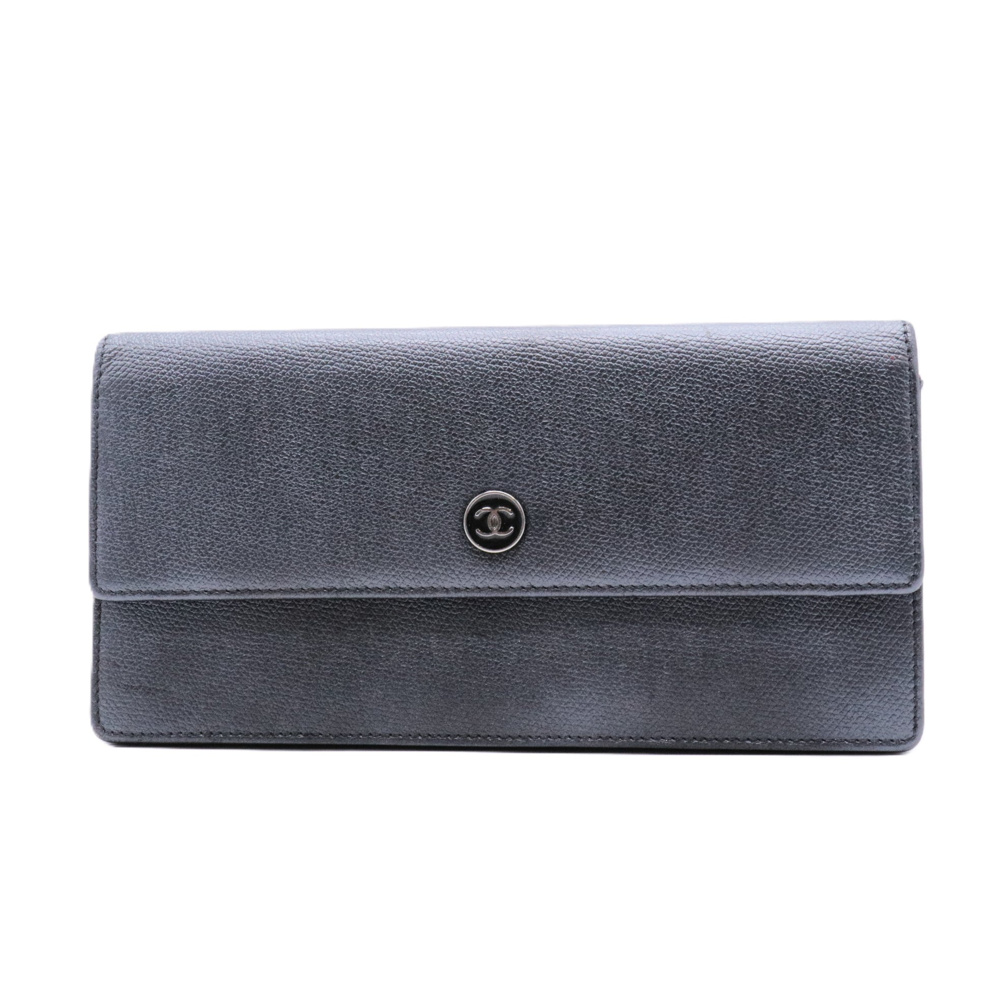 Leather CC Flap Long Wallet