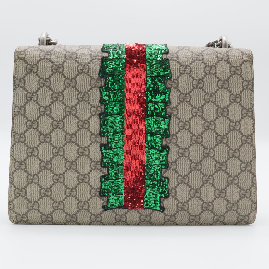 Beige Monogram Canvas GG Dionysus Supreme Embroidered Shoulder Bag twins