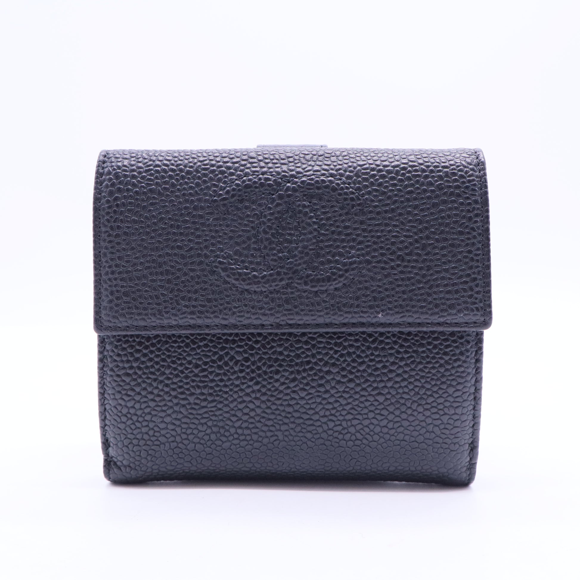 Black Caviar Leather CC Compact Wallet-W20076