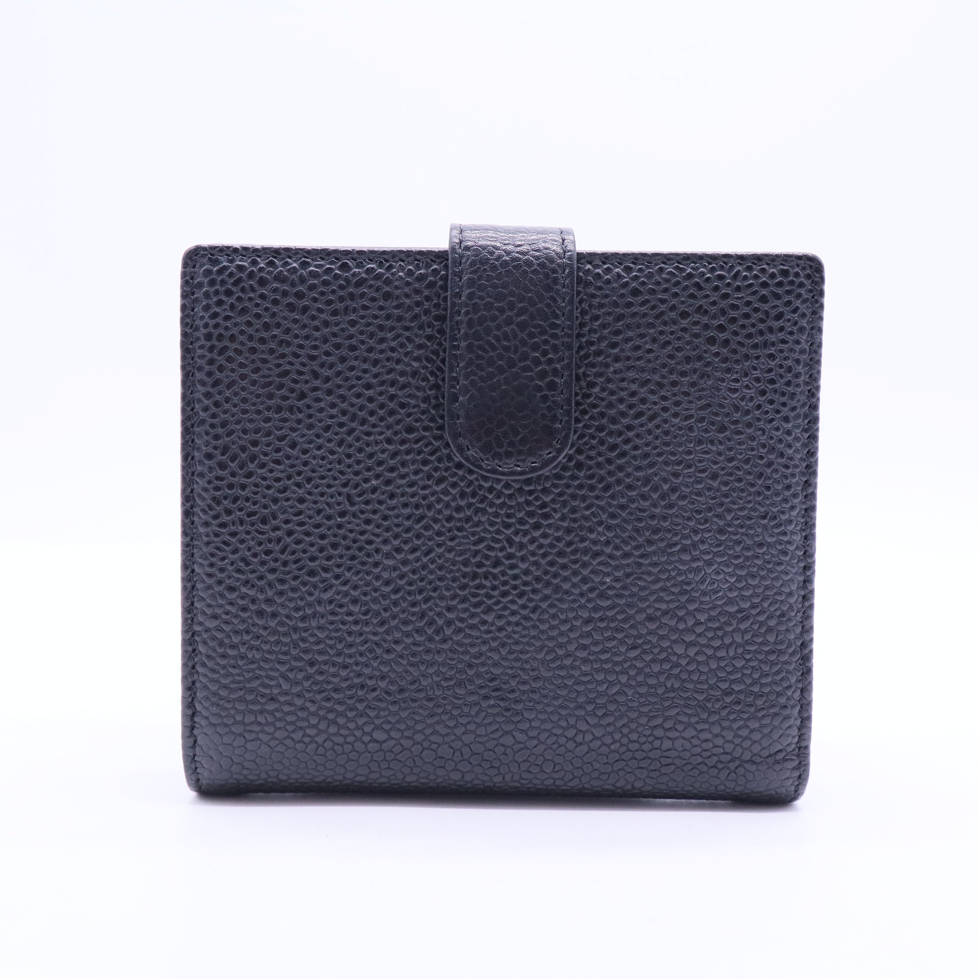 Black Caviar Leather CC Compact Wallet-W20076