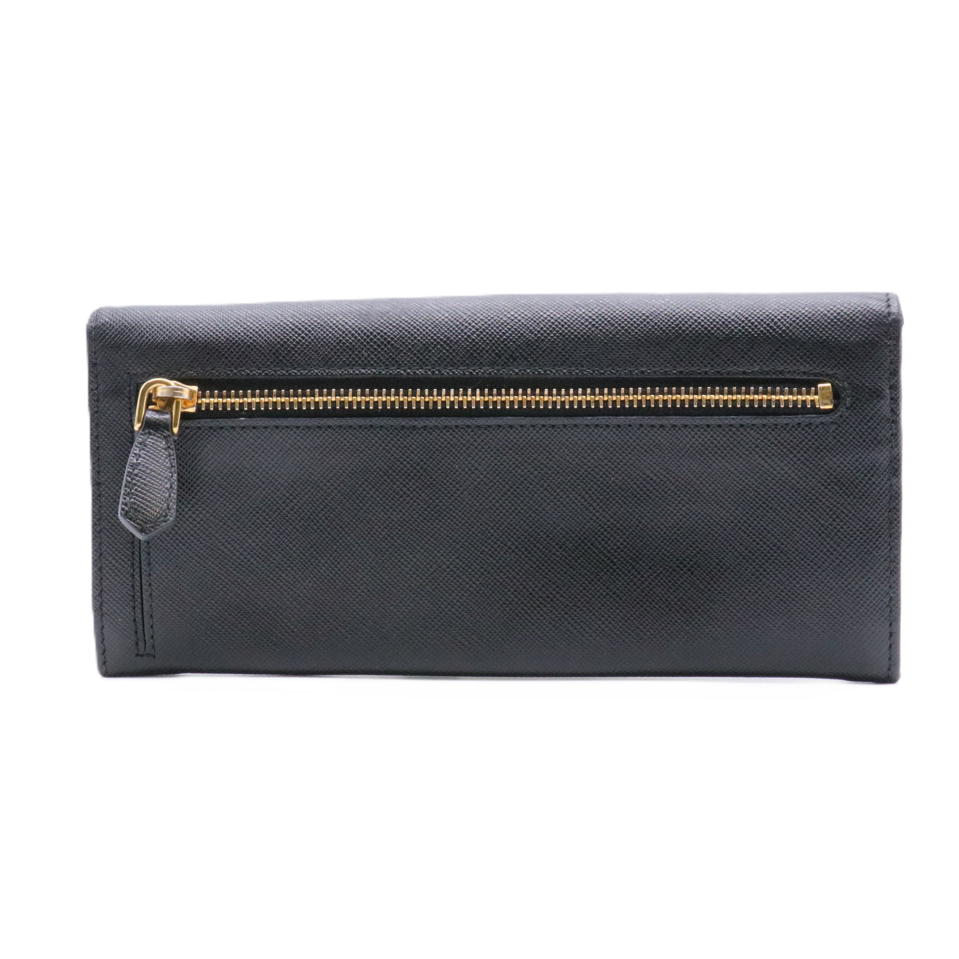Black Saffiano Leather Flap Continental Wallet