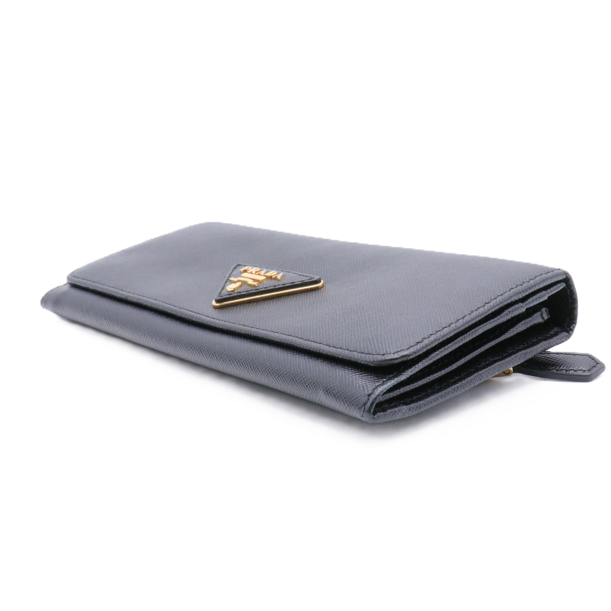 Black Saffiano Leather Flap Continental Wallet