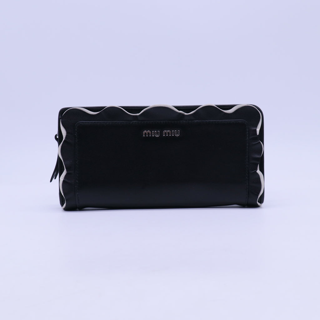 Miu Miu Nappa Rouches L-Shaped Zipper Wallet W21023