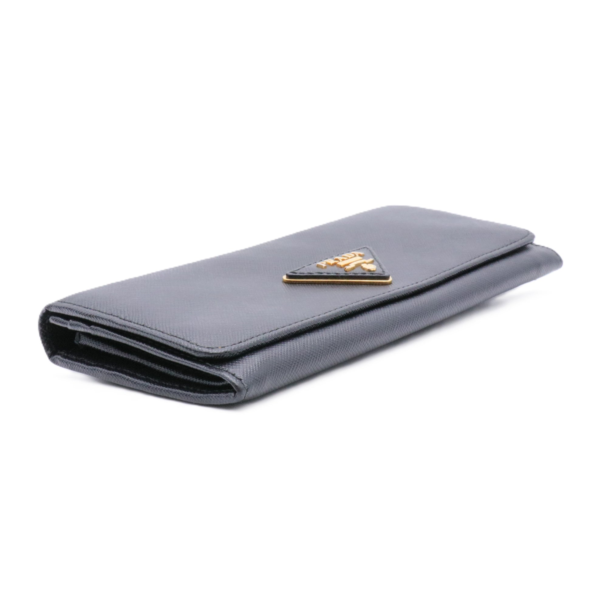 Black Saffiano Leather Flap Continental Wallet