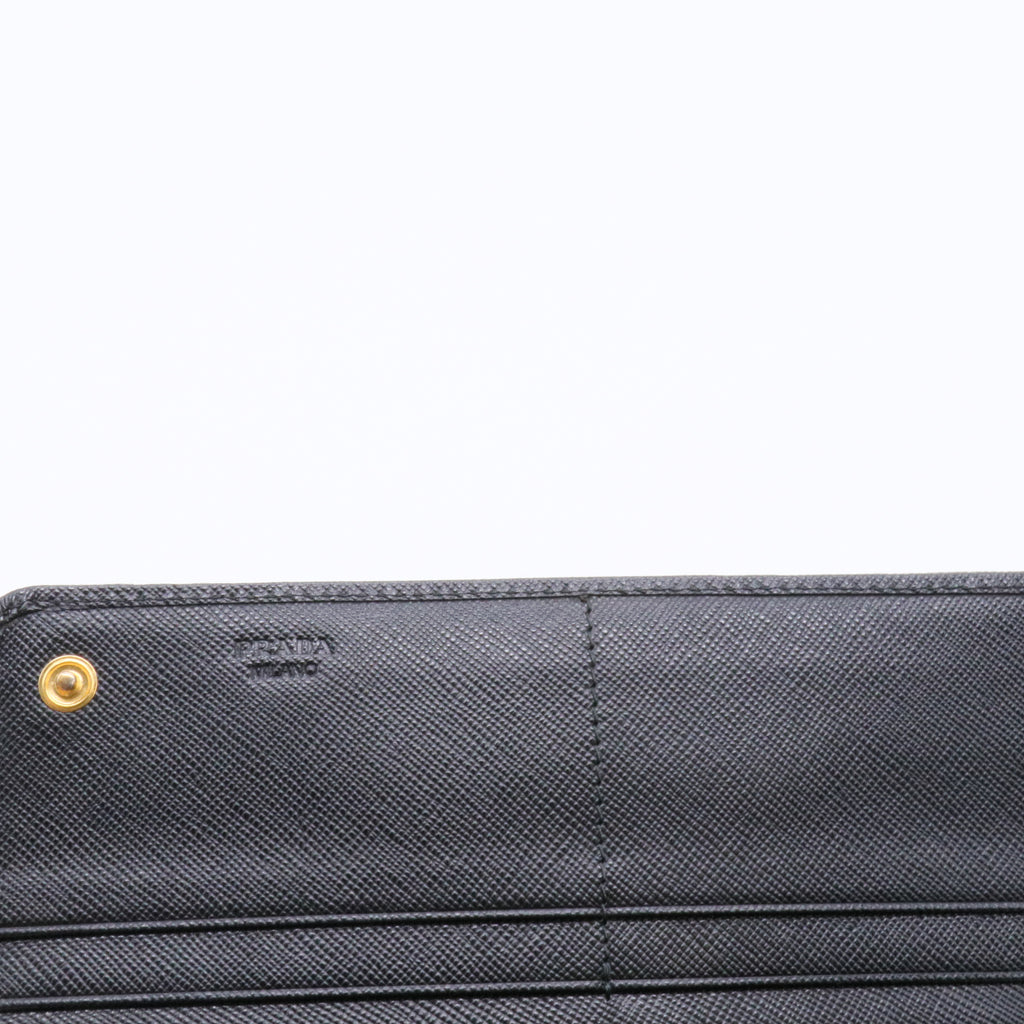 Black Saffiano Leather Flap Continental Wallet