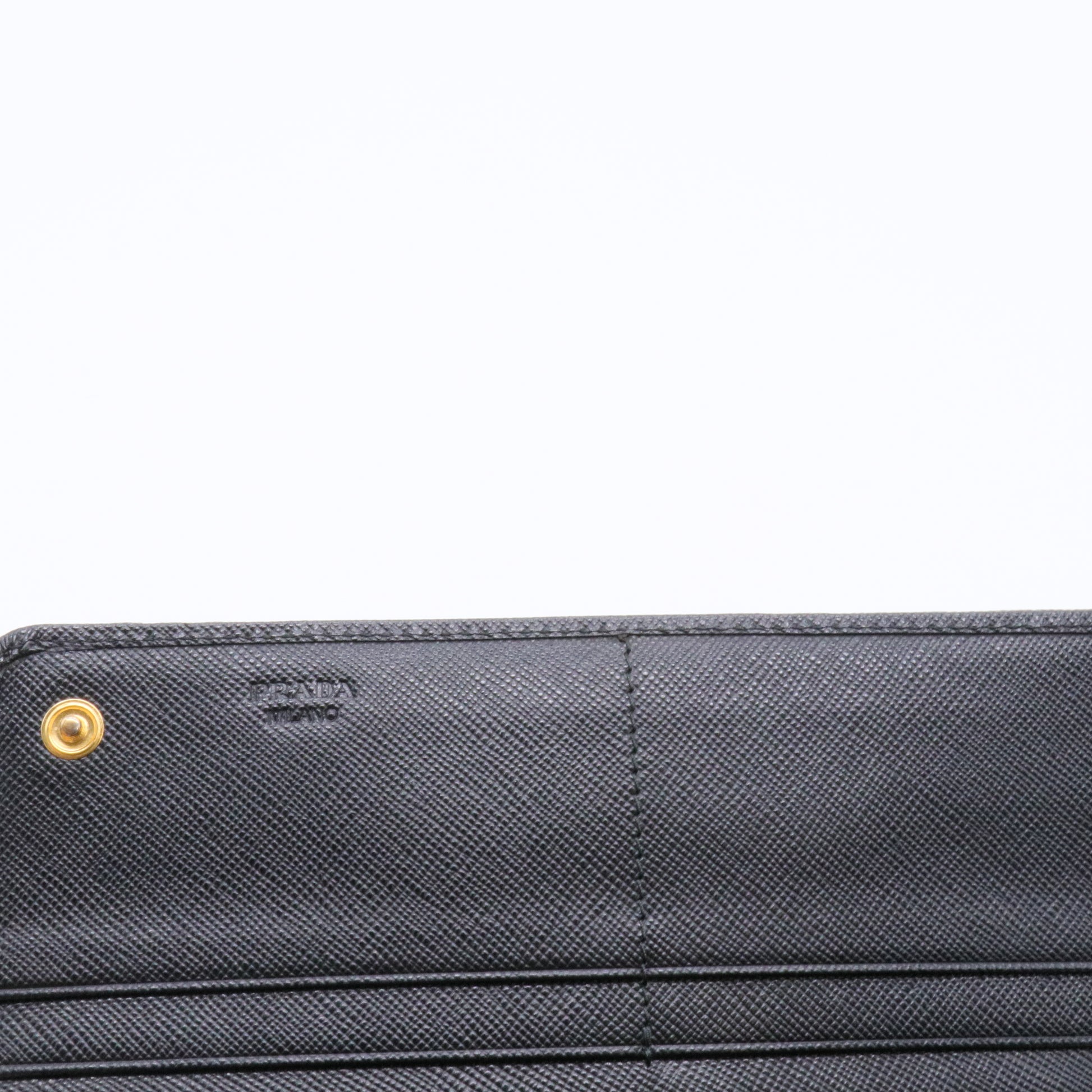 Black Saffiano Leather Flap Continental Wallet