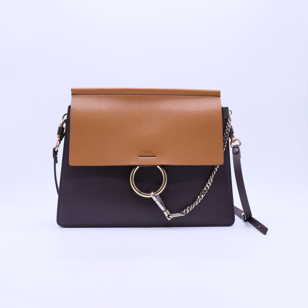 Suede Calfskin Medium Faye Shoulder Bag Tobacco B21734
