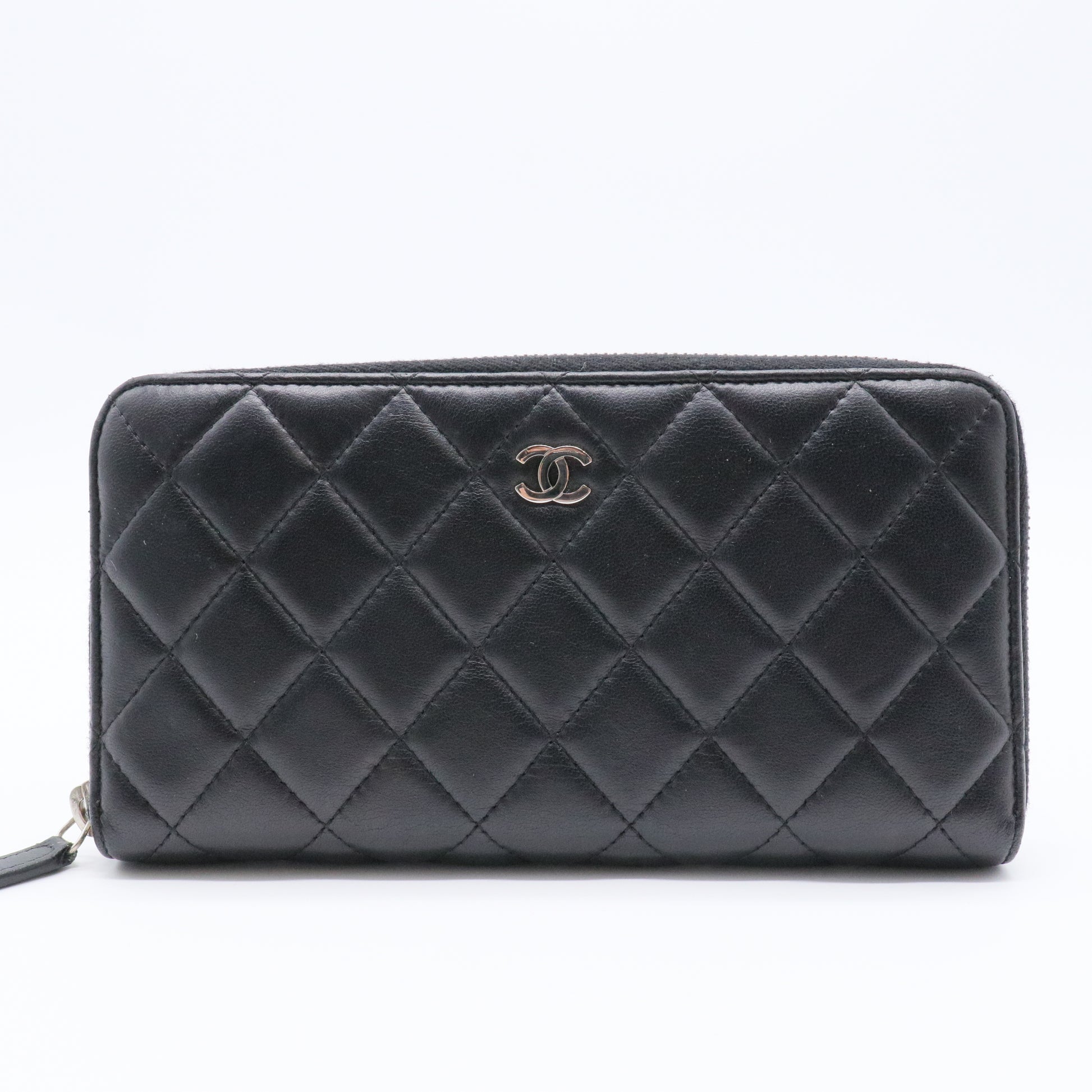 Zip Around Wallet Quilted Lambskin Long